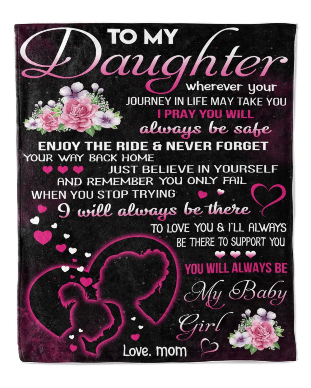 To My Daughter Cozy Plush Fleece Blanket white 30x40in
