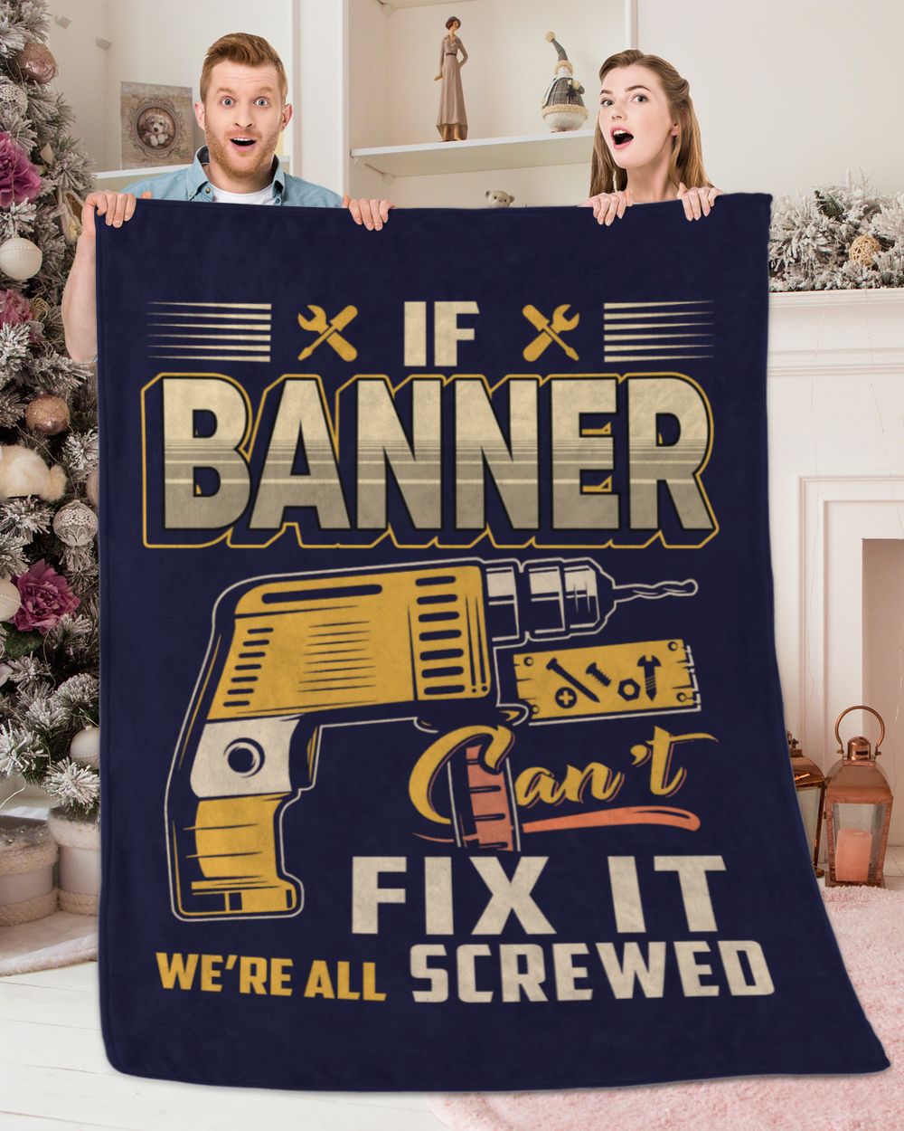 BANNER Cozy Plush Fleece Blanket navy 30x40in