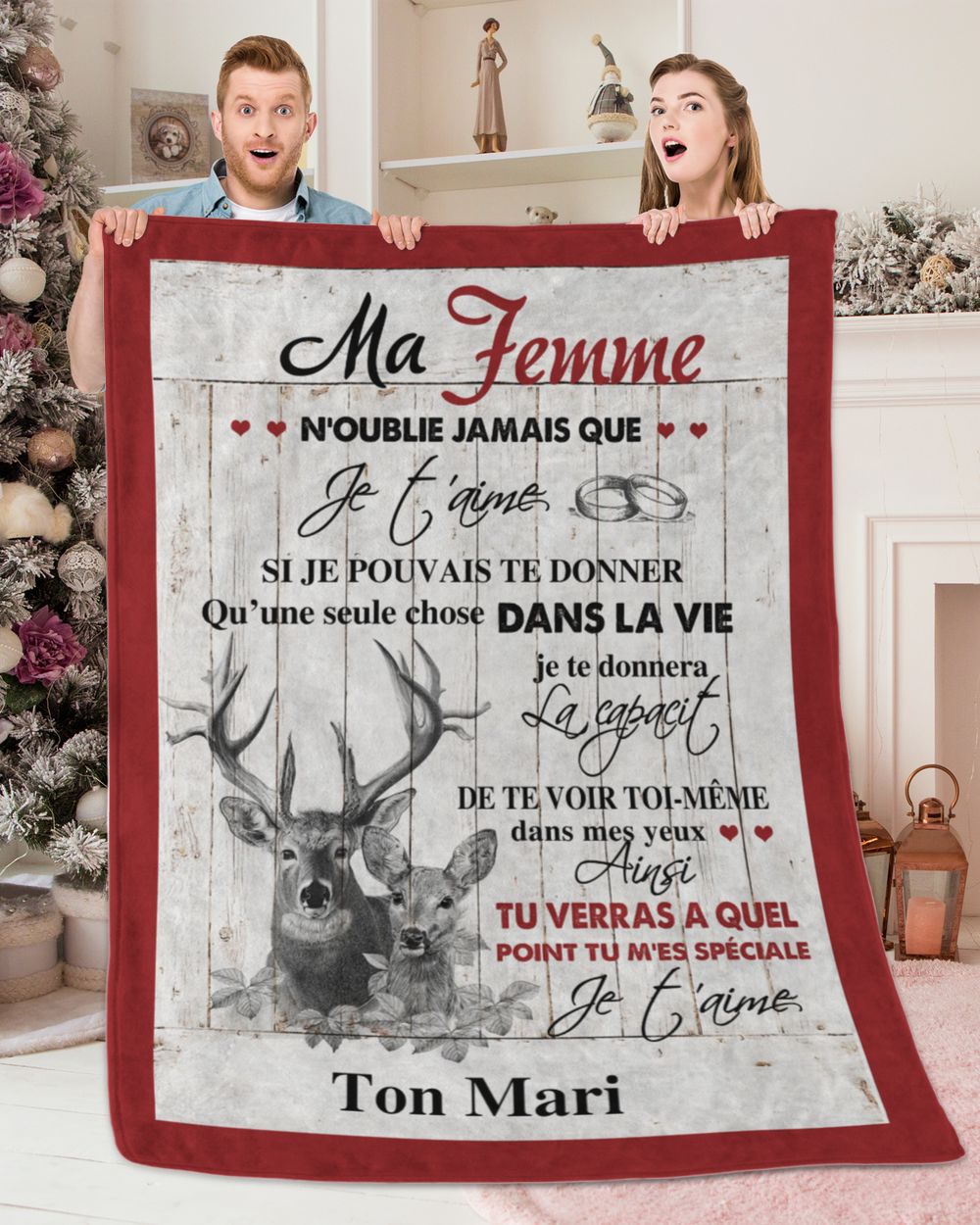 À ma Femme  - Je t'aime Cozy Plush Fleece Blanket white 30x40in