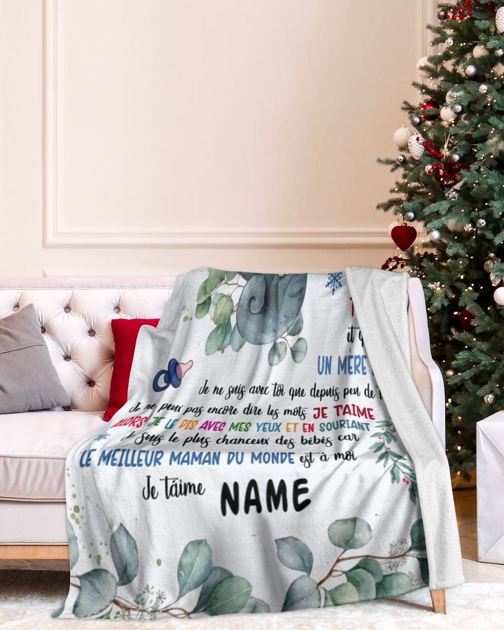 Bonjour maman Papa m'a dit que tu es génial et que vous seres un mère formidable Cozy Plush Fleece Blanket white 30x40in