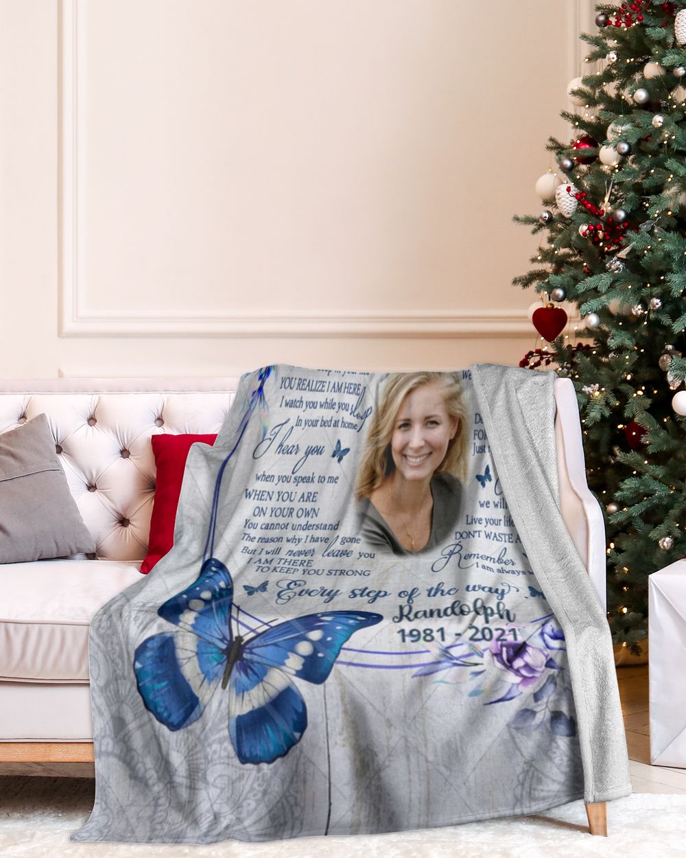 Personalized Custom I Never Left You Memorial Memory Photo Blanket Sherpa Fleece Blanket FBL20 Cozy Plush Fleece Blanket white 30x40in