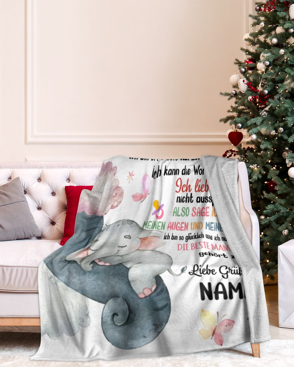 Hallo Mama Cozy Plush Fleece Blanket white 30x40in