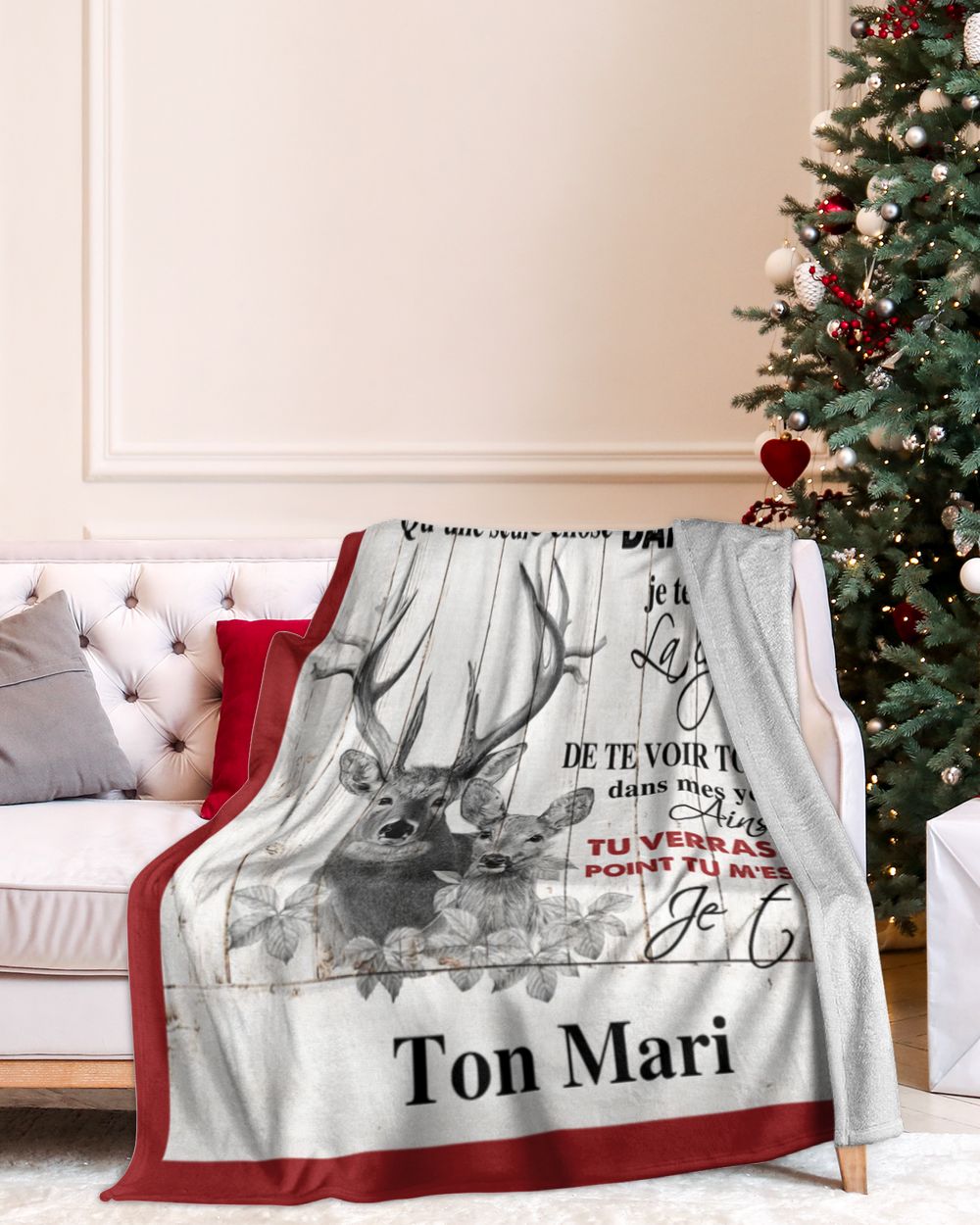 À ma Femme  - Je t'aime Cozy Plush Fleece Blanket white 30x40in