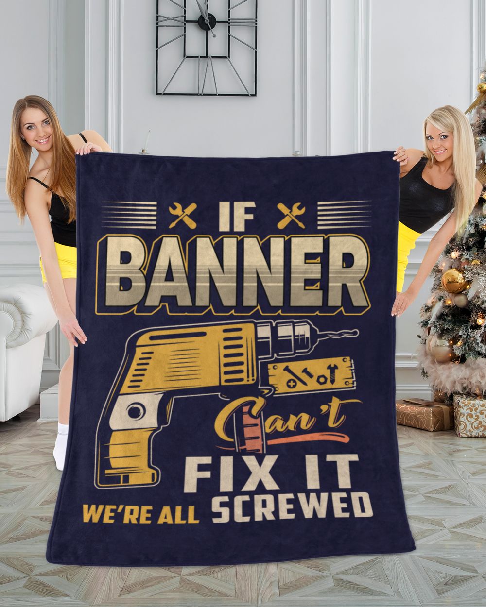 BANNER Cozy Plush Fleece Blanket navy 30x40in