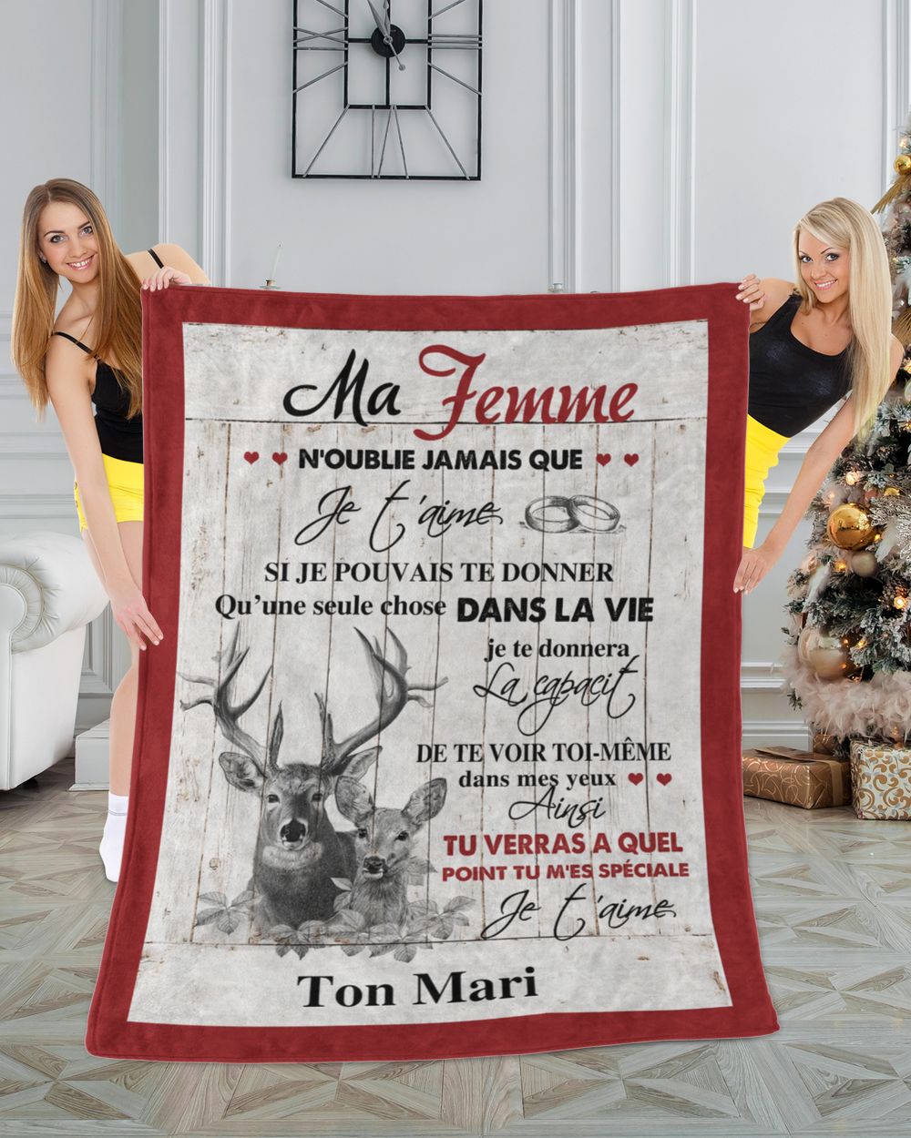 À ma Femme  - Je t'aime Cozy Plush Fleece Blanket white 30x40in