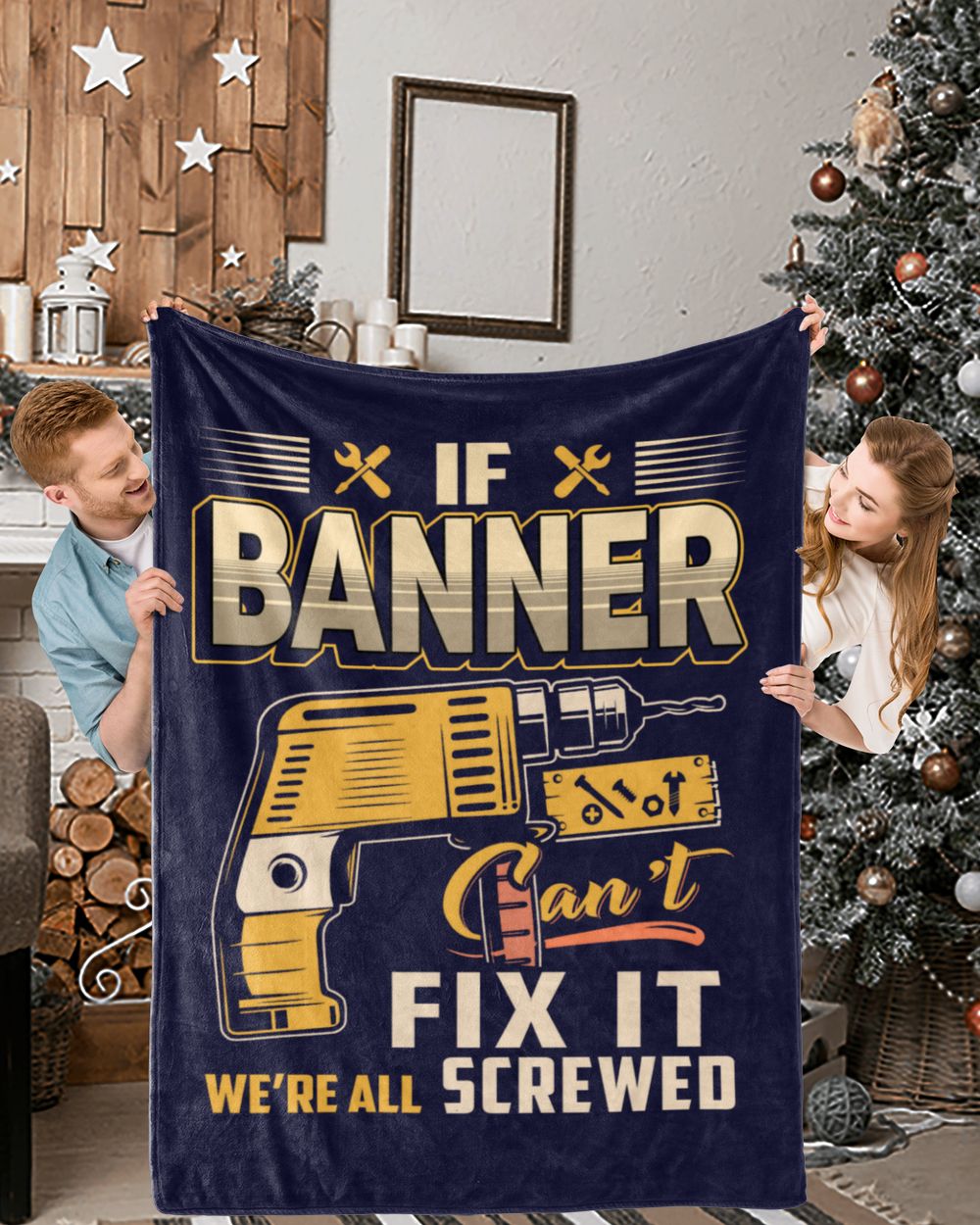 BANNER Cozy Plush Fleece Blanket navy 30x40in