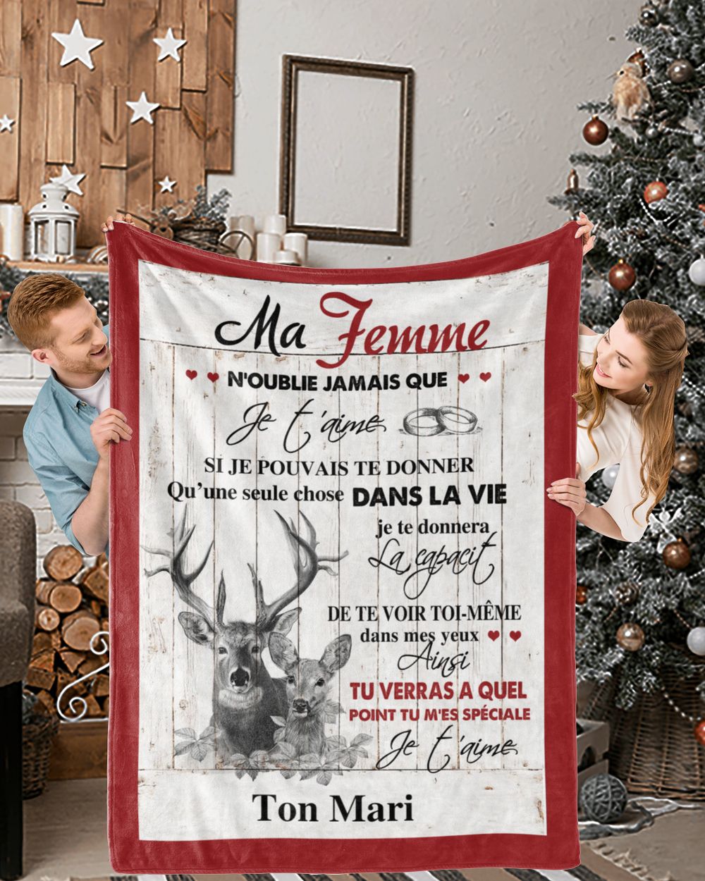 À ma Femme  - Je t'aime Cozy Plush Fleece Blanket white 30x40in