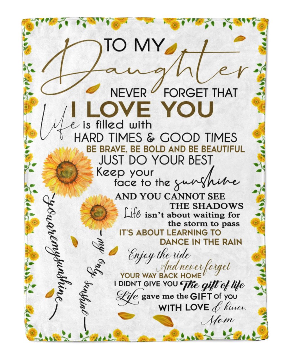 To my daughter, you are my sunshine Cozy Plush Fleece Blanket black 30x40in
