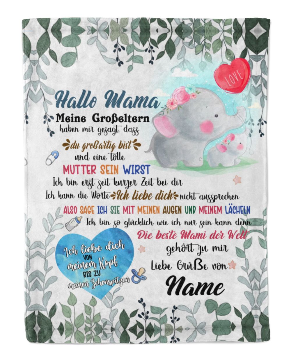 Hallo Mama Cozy Plush Fleece Blanket white 30x40in