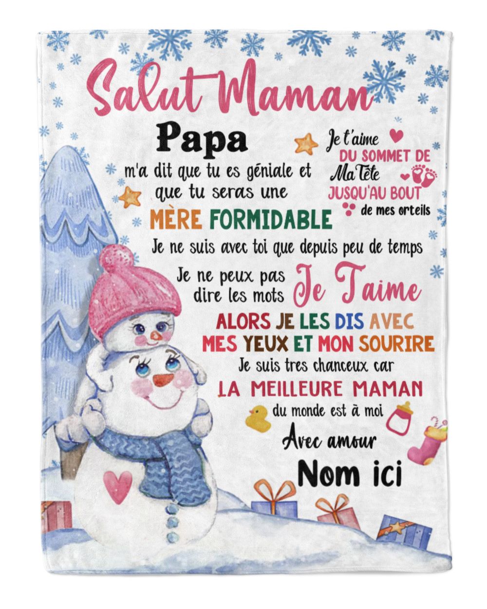 Salut maman Papa m'a dit que tu es géniale et que tu seras une mère formidable. Cozy Plush Fleece Blanket white 30x40in
