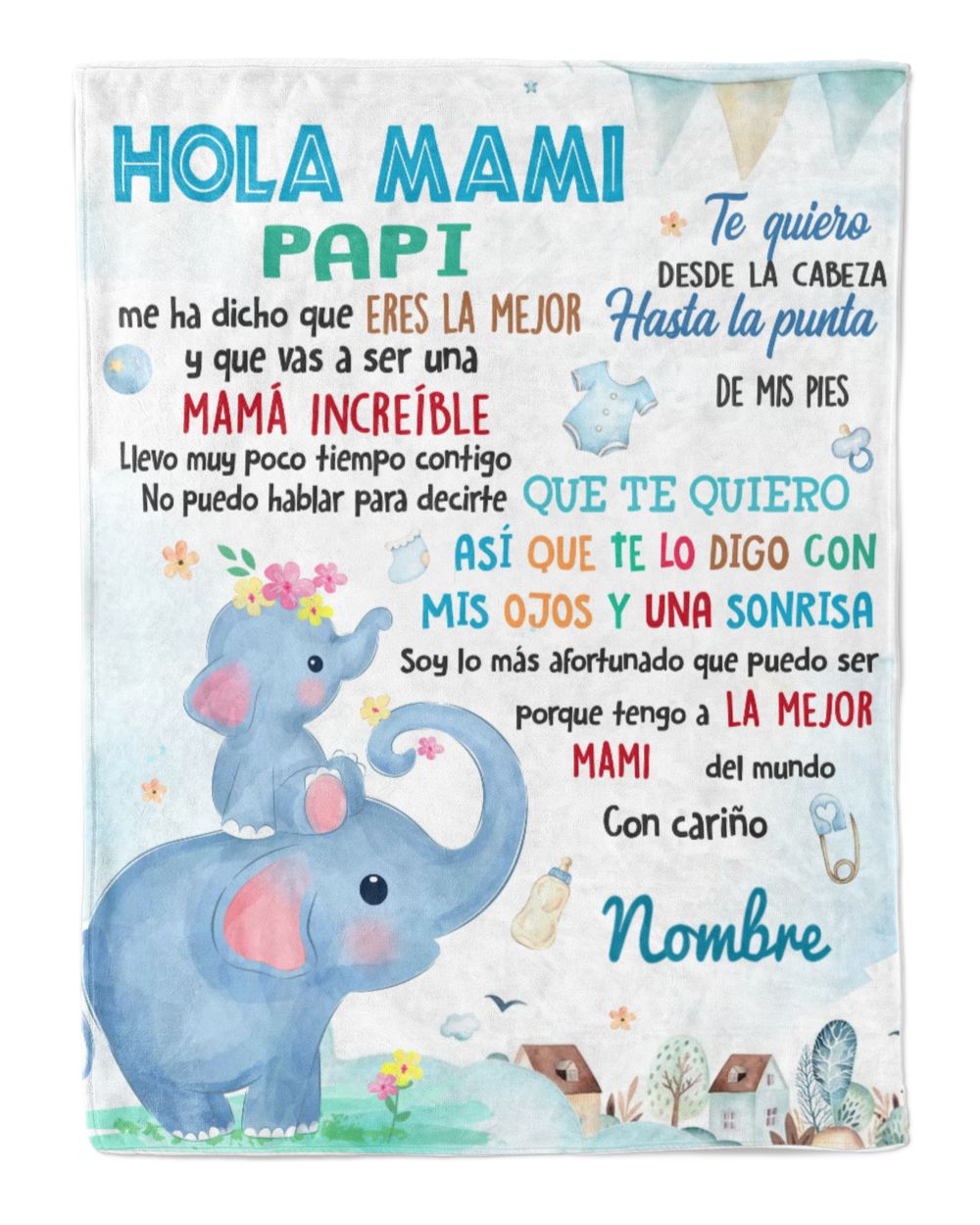Hola Mami Papi  me ha dicho que eres la mejor y que vas a ser una mamá increíble. Cozy Plush Fleece Blanket white 30x40in