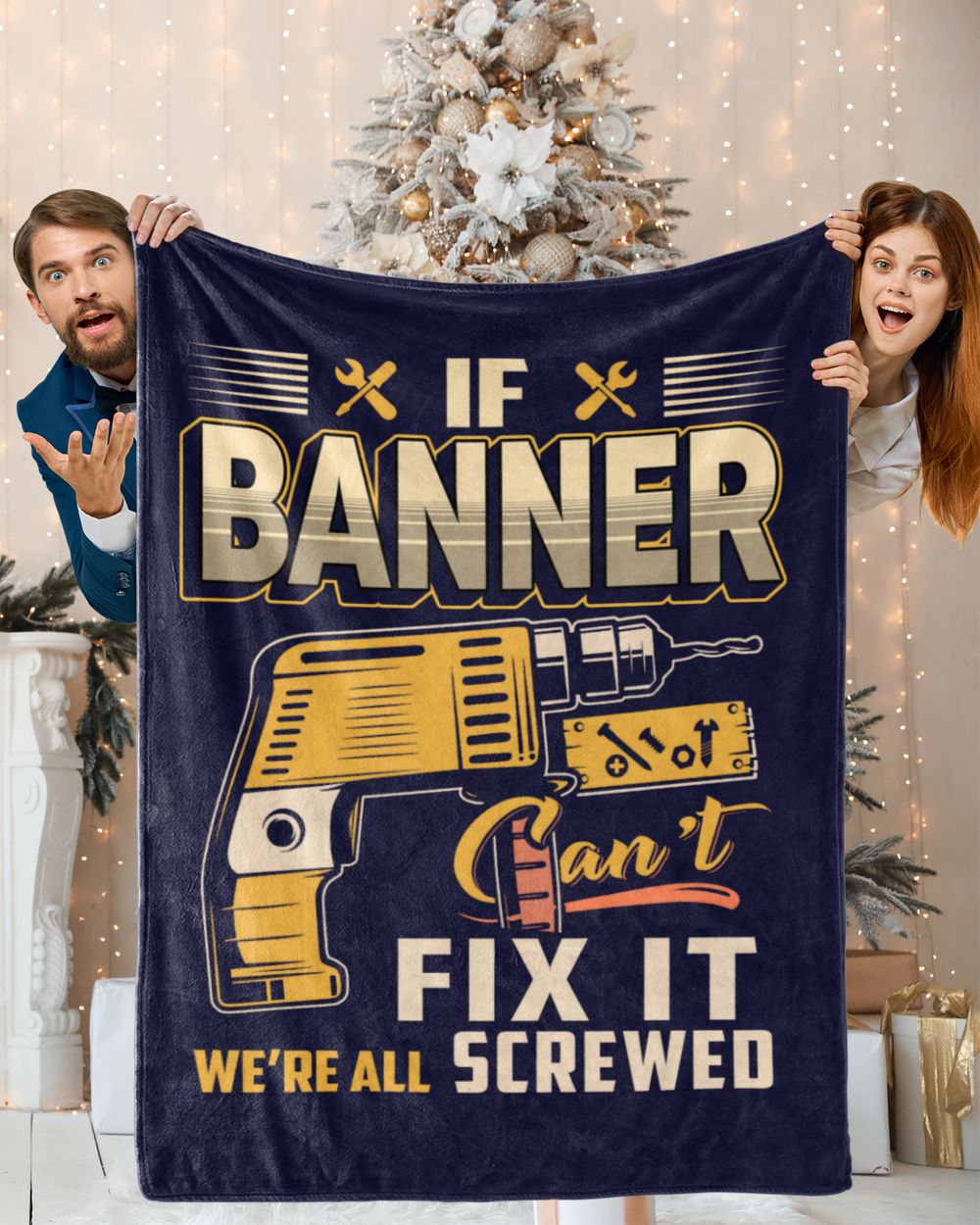 BANNER Cozy Plush Fleece Blanket navy 30x40in
