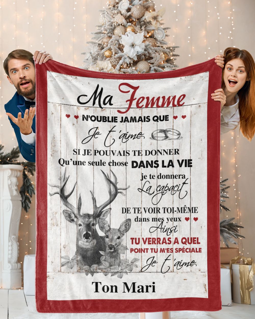 À ma Femme  - Je t'aime Cozy Plush Fleece Blanket white 30x40in