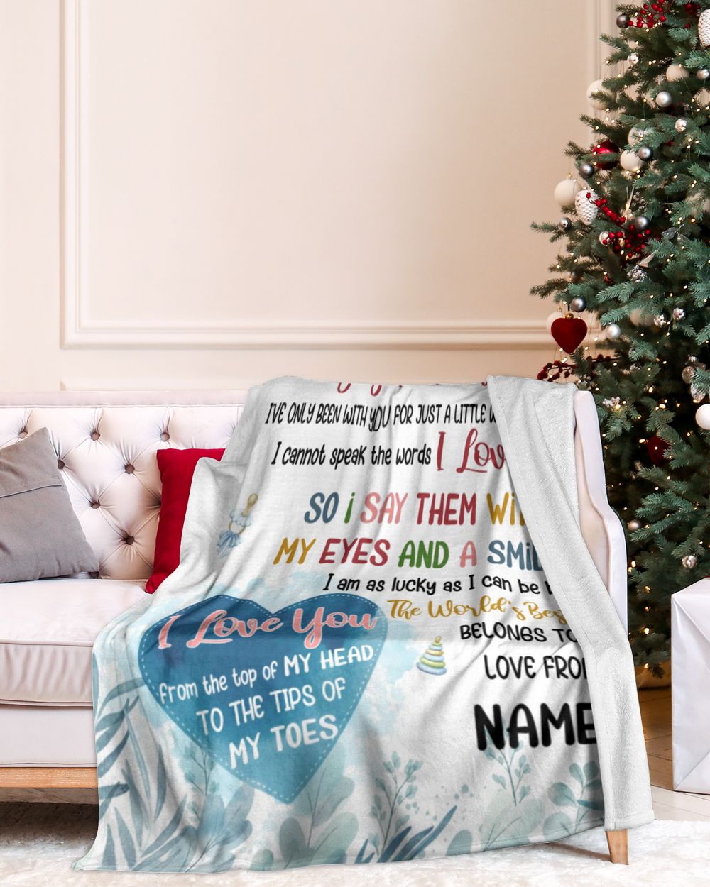 Hi Mummy and Daddy Cozy Plush Fleece Blanket white 30x40in