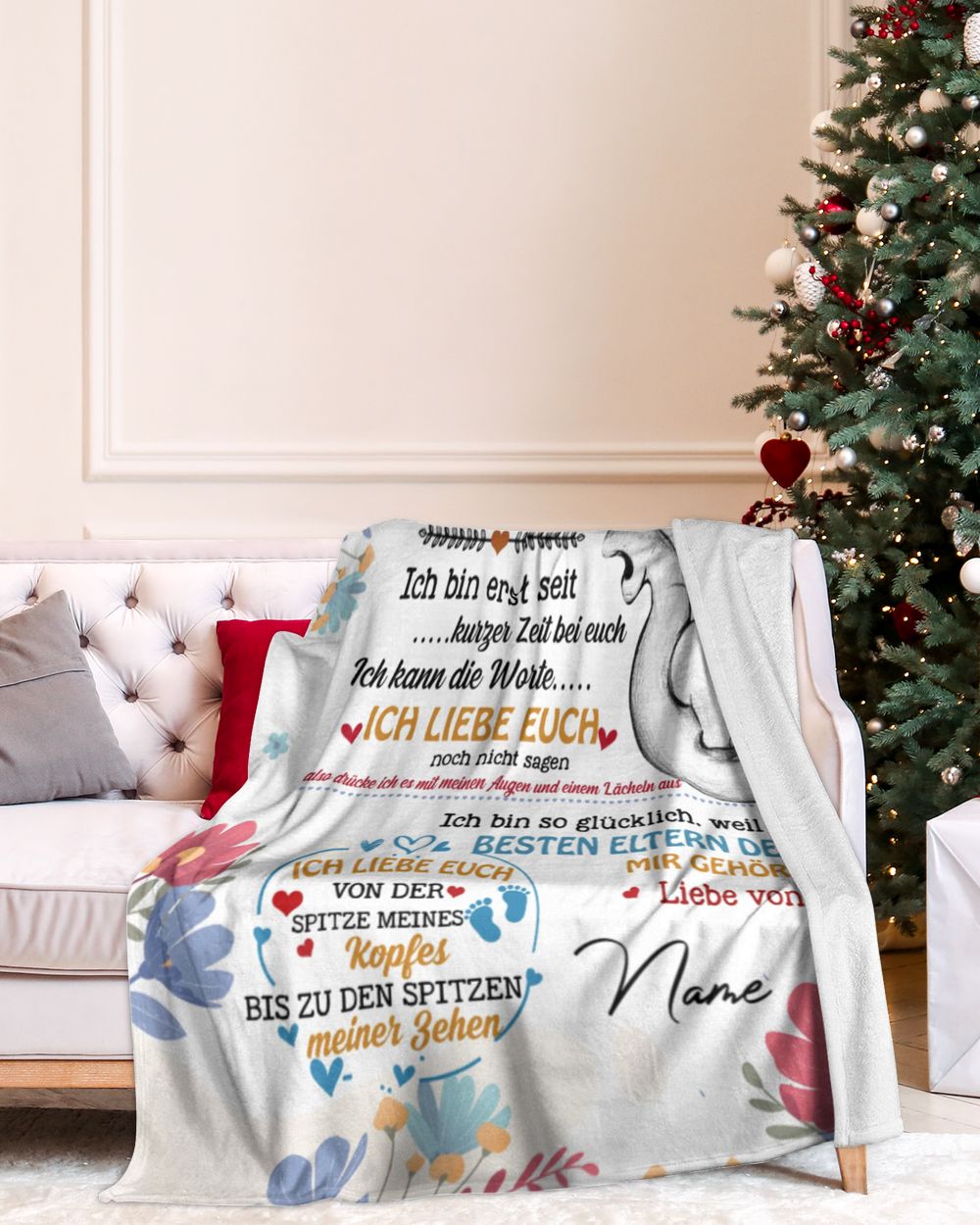 Hallo Mama und Papa Cozy Plush Fleece Blanket white 30x40in