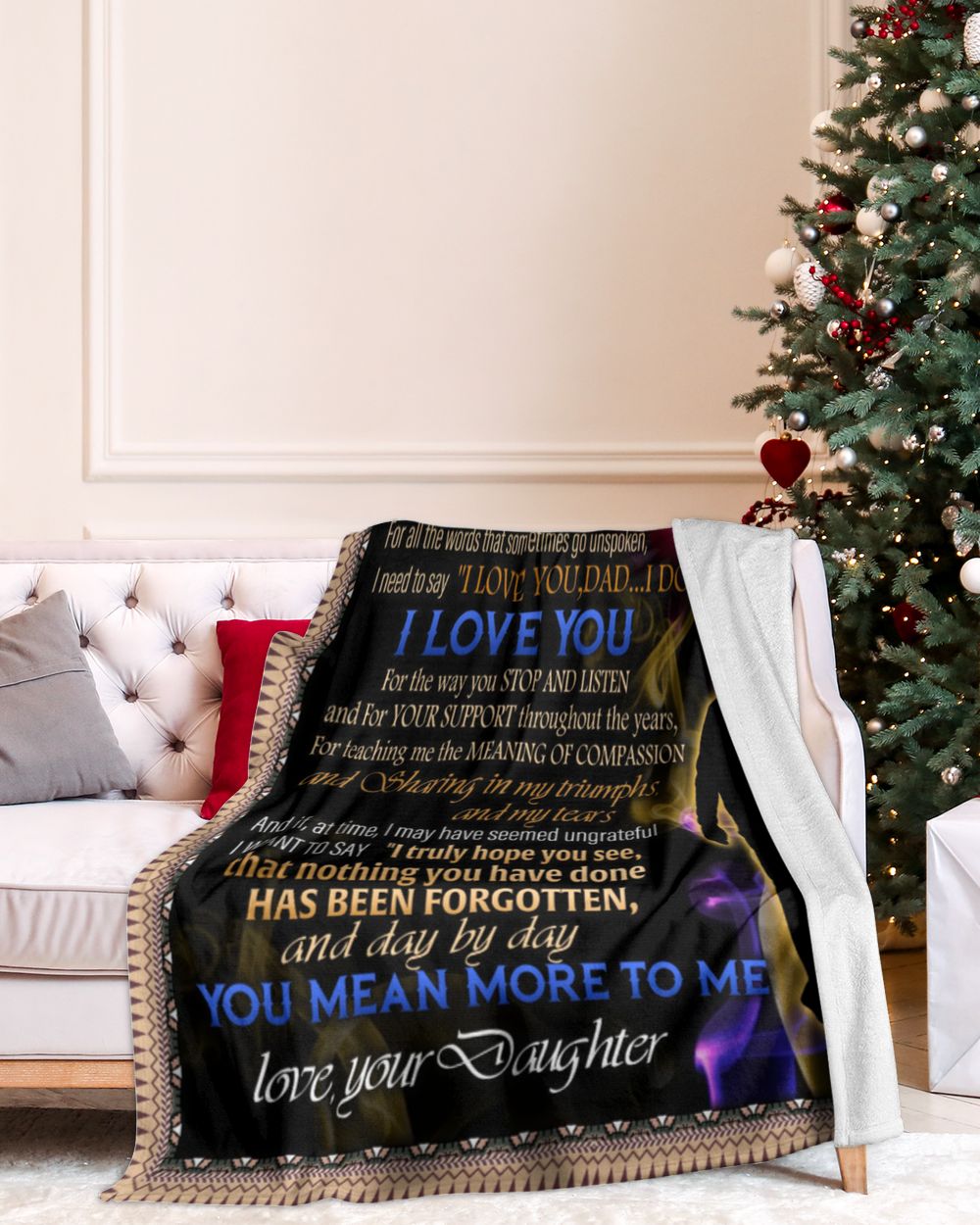 Daughter to Dad Cozy Plush Fleece Blanket white 30x40in