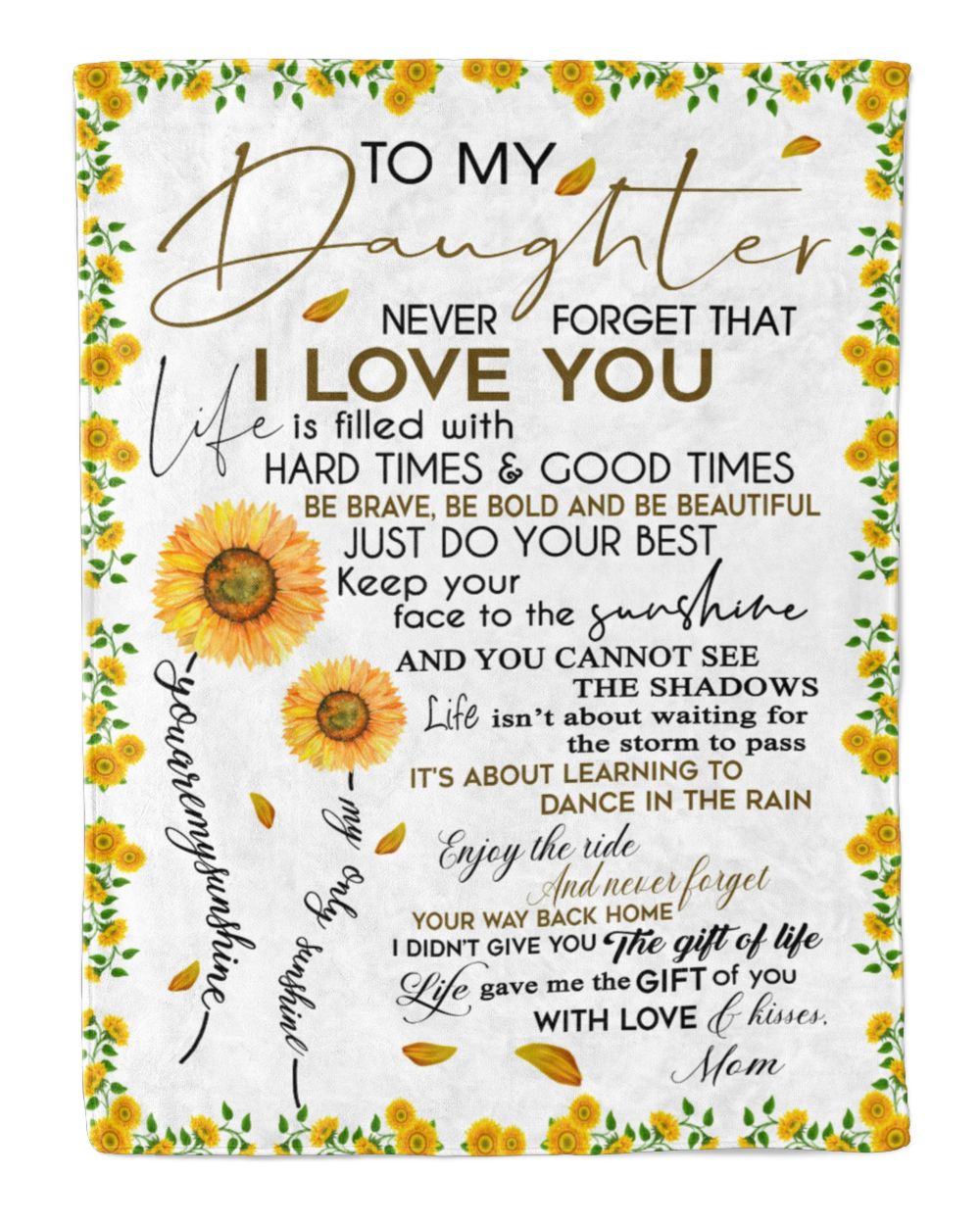 To my daughter, you are my sunshine Cozy Plush Fleece Blanket black 30x40in