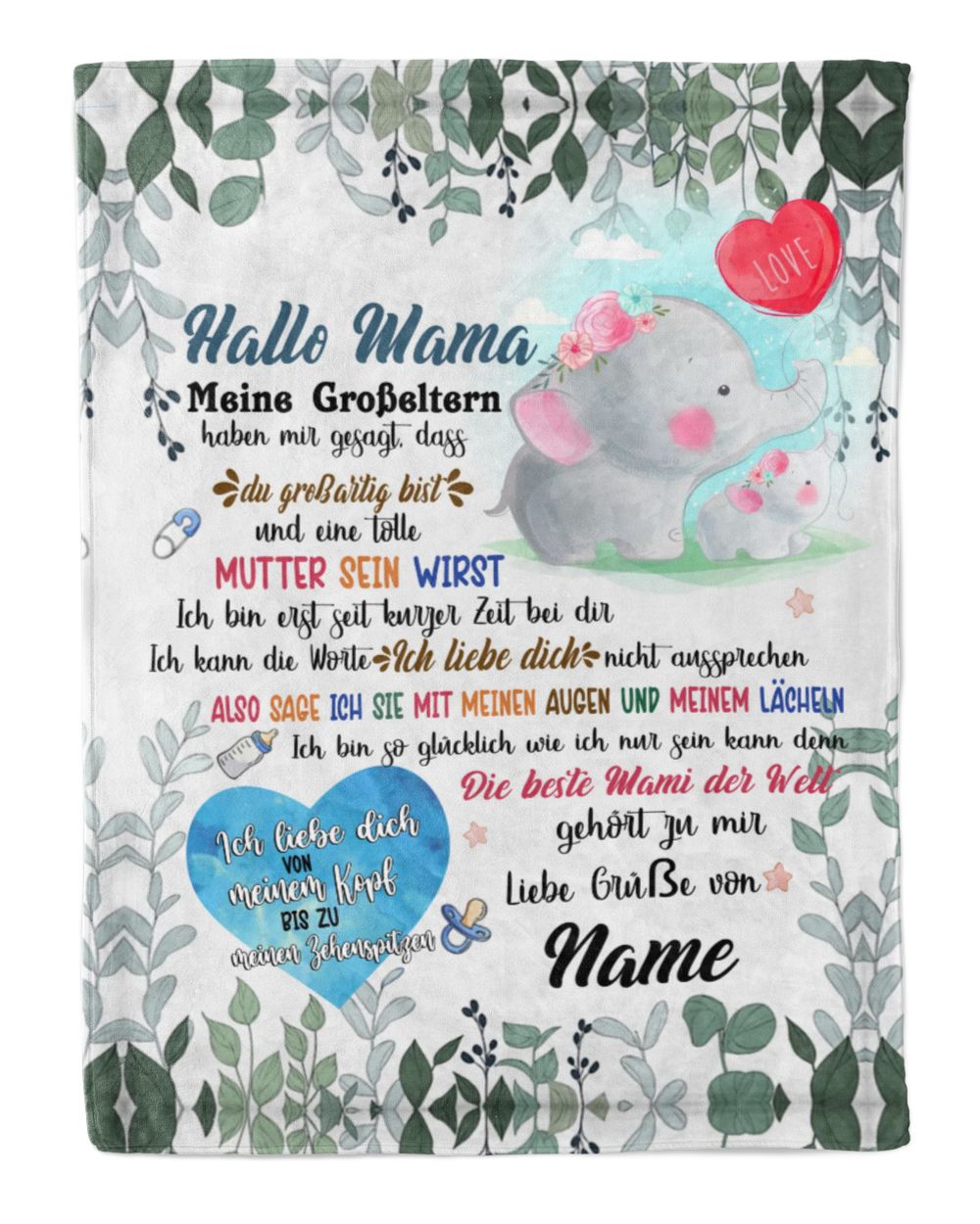 Hallo Mama Cozy Plush Fleece Blanket white 30x40in