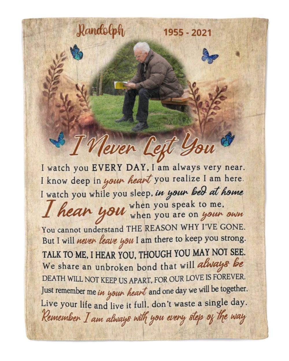 Personalized Custom I Never Left You Memorial Sherpa Fleece Blanket FBL23 Cozy Plush Fleece Blanket white 30x40in