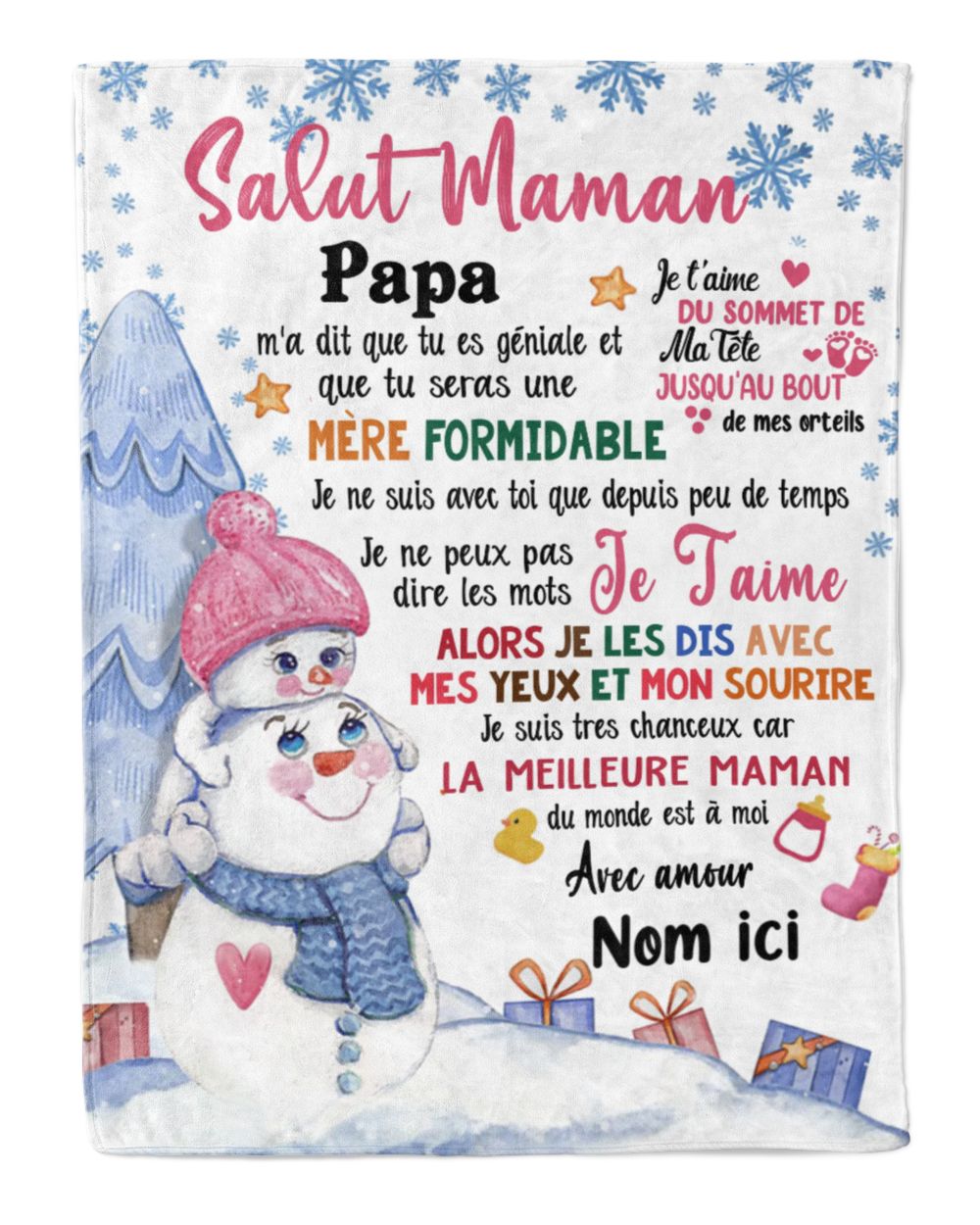 Salut maman Papa m'a dit que tu es géniale et que tu seras une mère formidable. Cozy Plush Fleece Blanket white 30x40in