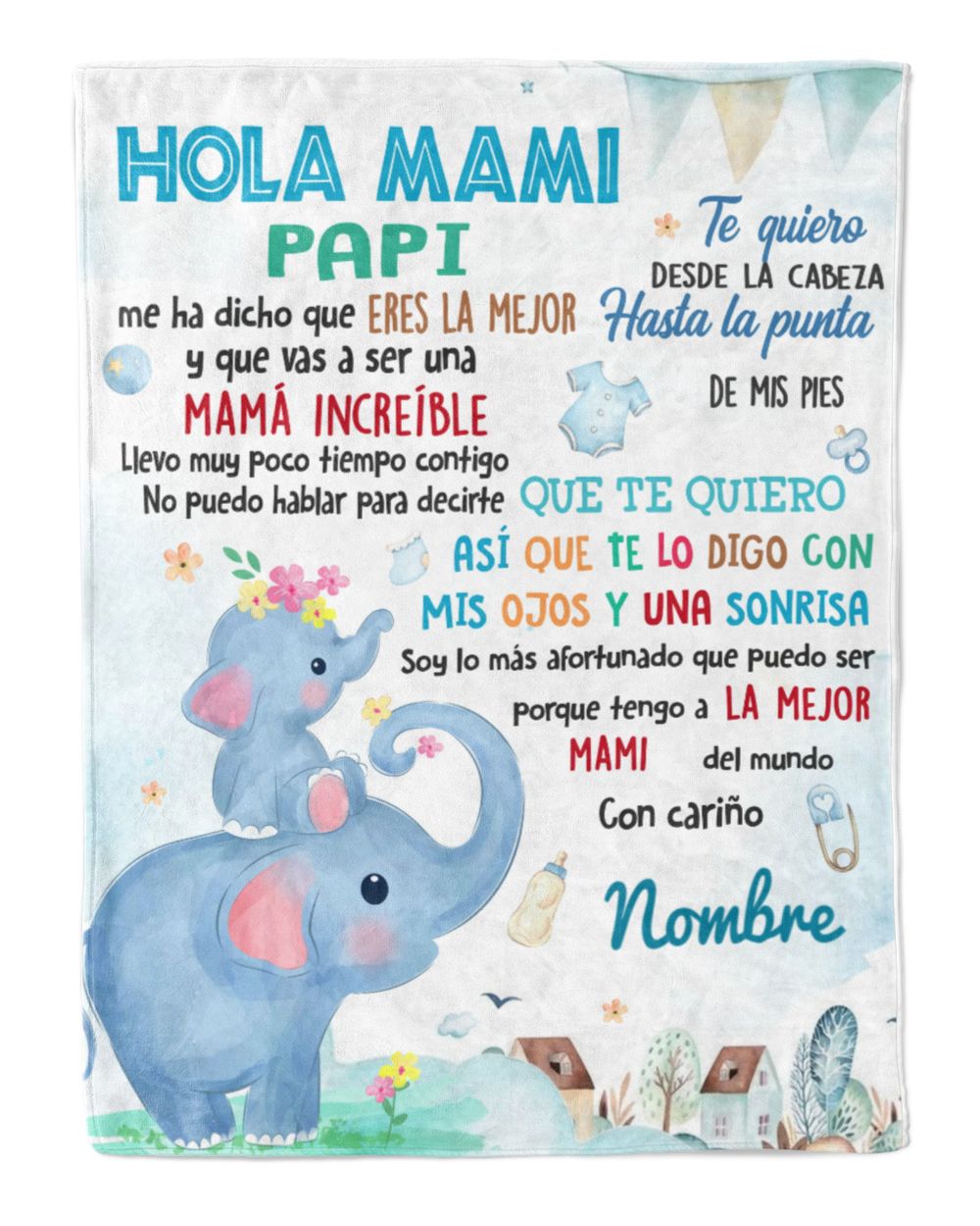 Hola Mami Papi  me ha dicho que eres la mejor y que vas a ser una mamá increíble. Cozy Plush Fleece Blanket white 30x40in