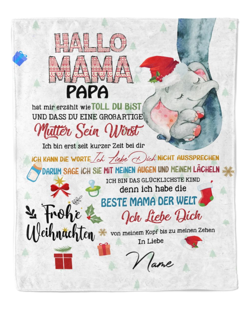 Hallo Mama Cozy Plush Fleece Blanket white 30x40in