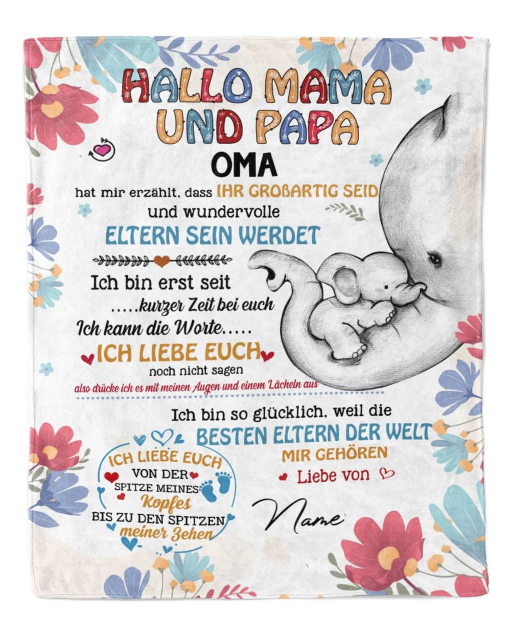 Hallo Mama und Papa Cozy Plush Fleece Blanket white 30x40in