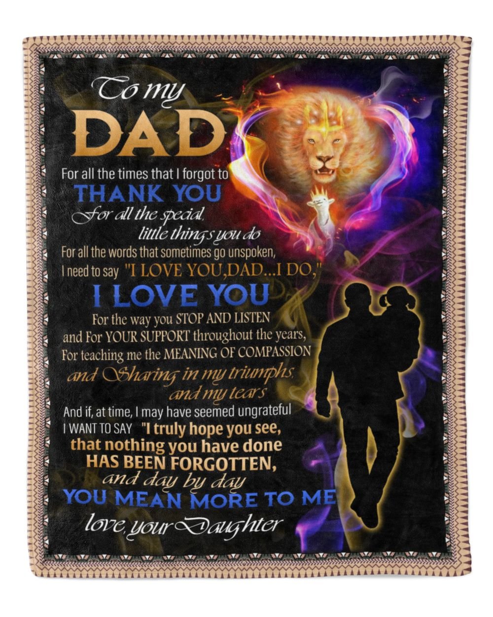 Daughter to Dad Cozy Plush Fleece Blanket white 30x40in
