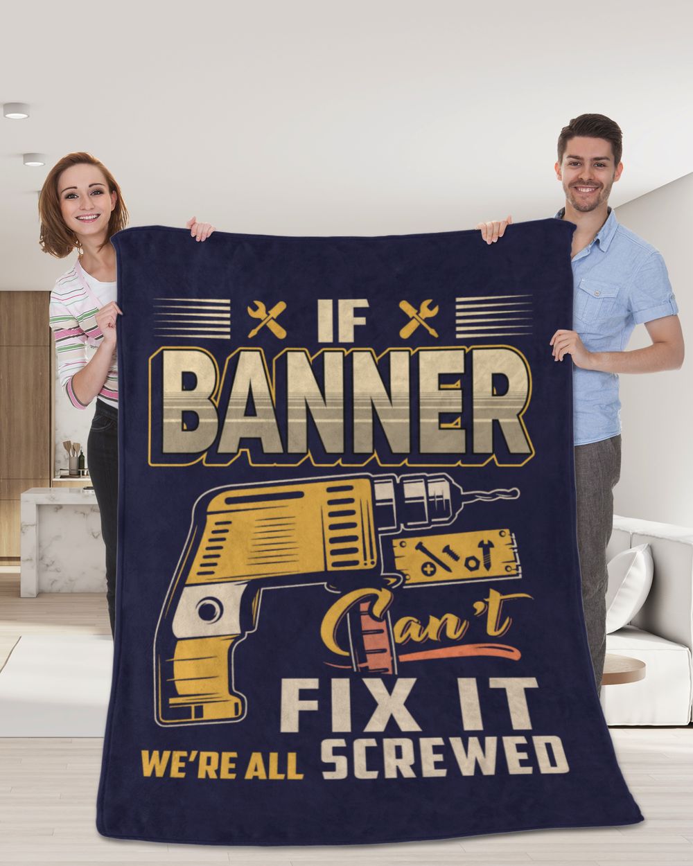 BANNER Cozy Plush Fleece Blanket navy 30x40in