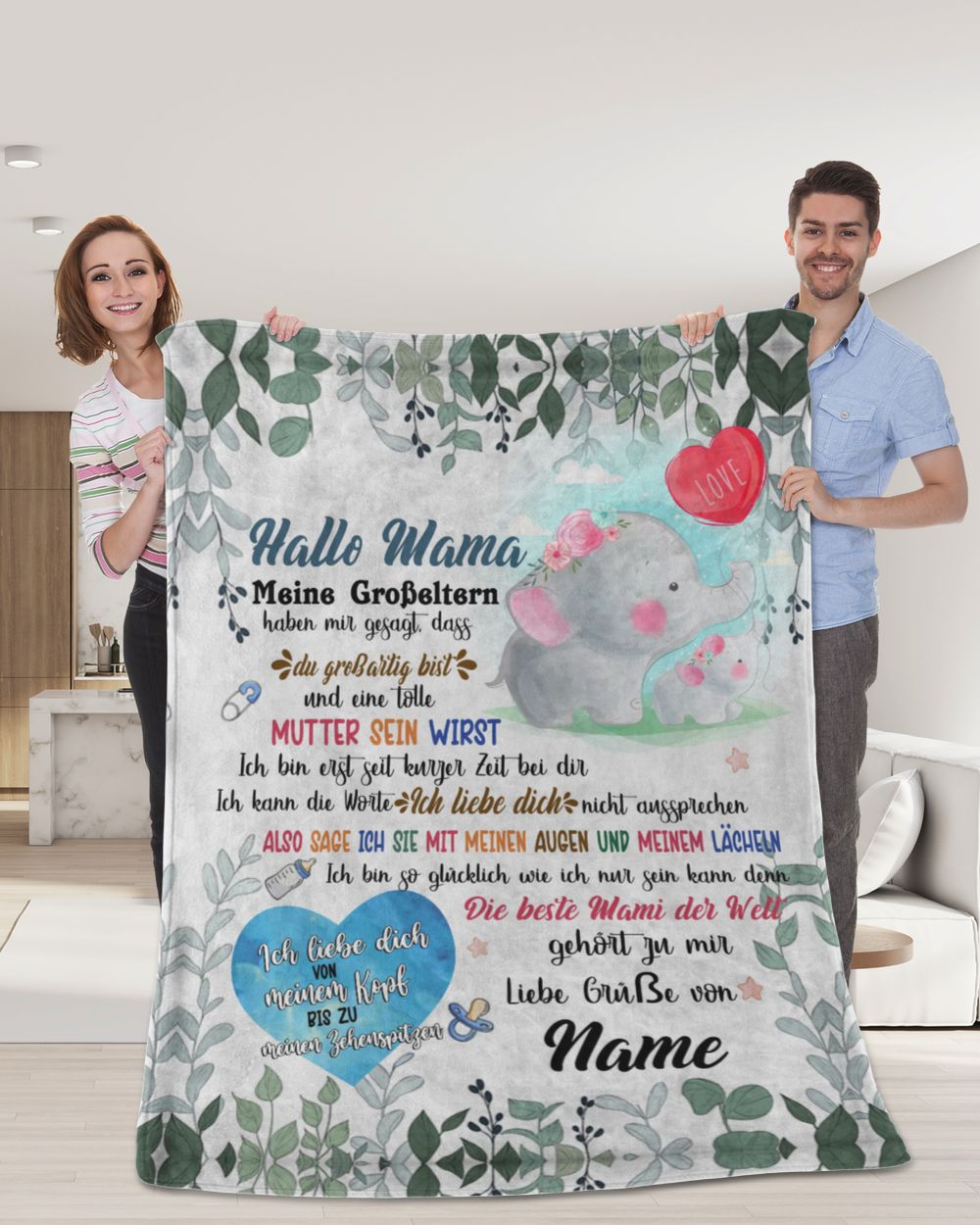 Hallo Mama Cozy Plush Fleece Blanket white 30x40in
