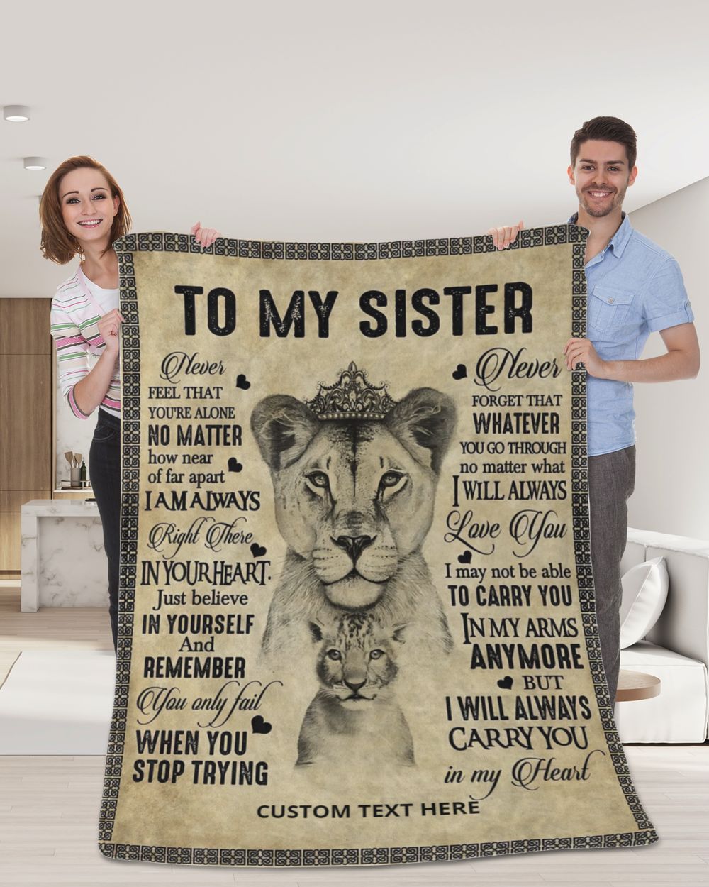 Personalized Custom To My Sister Never Feel That Alone No Matter Fleece Blanket TTH Cozy Plush Fleece Blanket