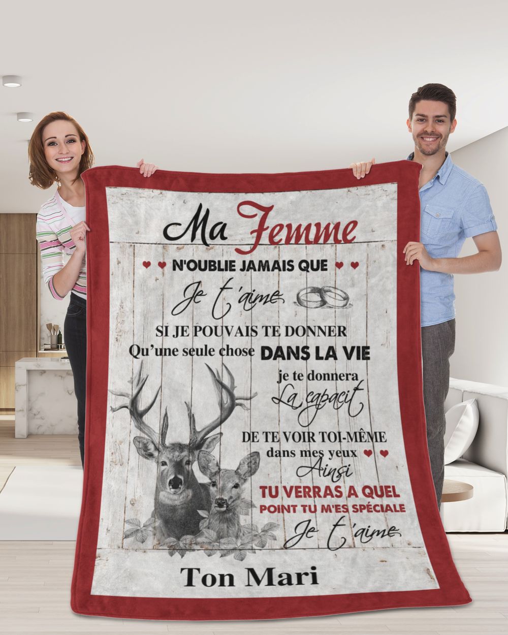 À ma Femme  - Je t'aime Cozy Plush Fleece Blanket white 30x40in