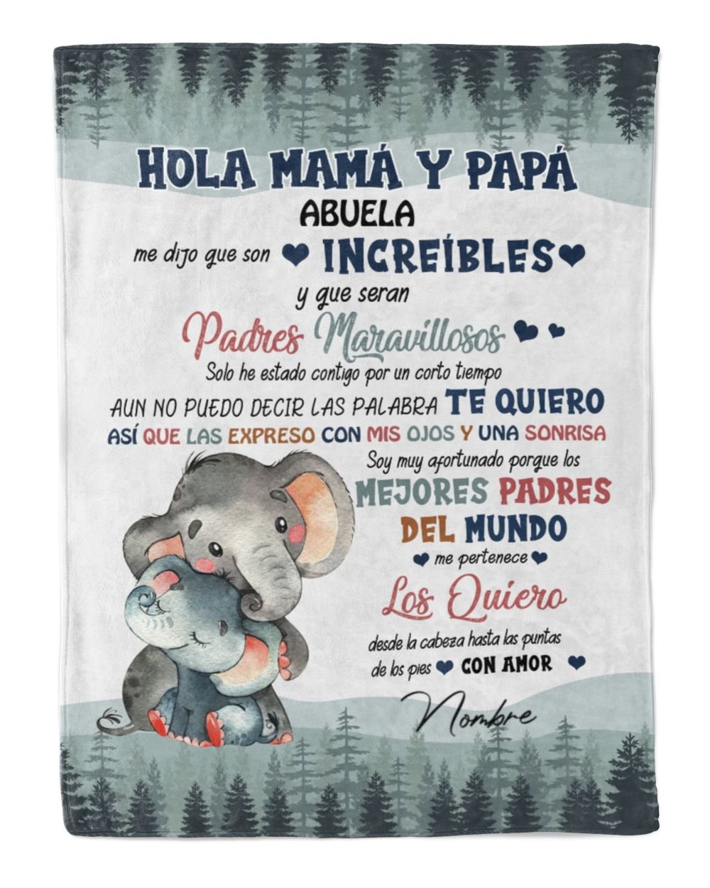Hola mamá y papá Cozy Plush Fleece Blanket white 30x40in