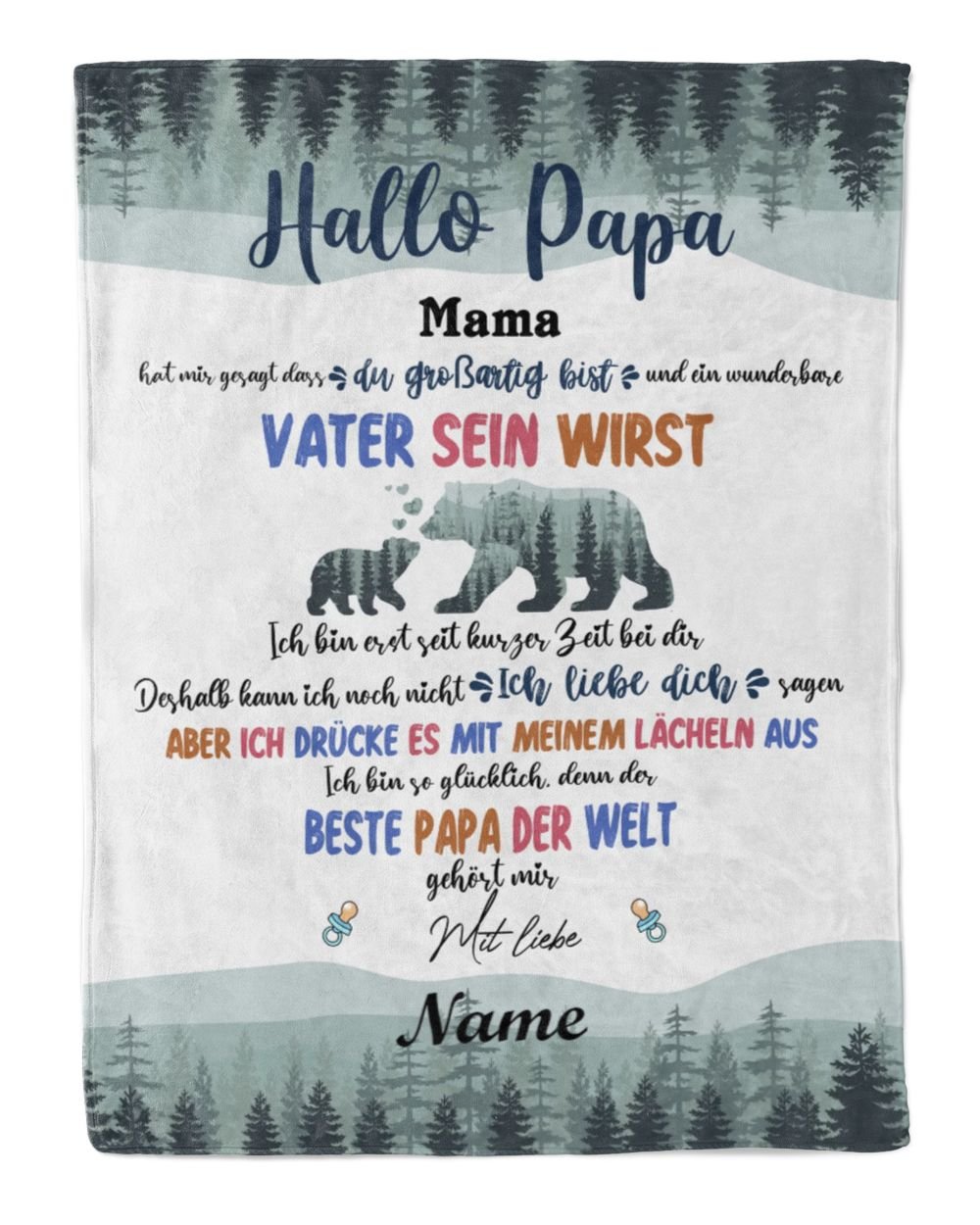 Hallo Papa Cozy Plush Fleece Blanket white 30x40in