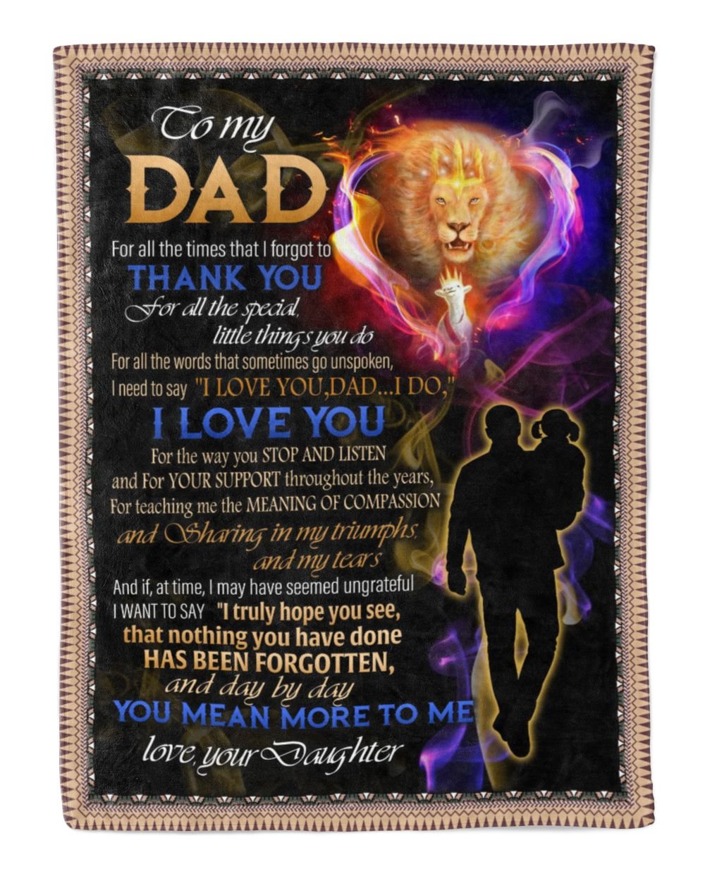 Daughter to Dad Cozy Plush Fleece Blanket white 30x40in