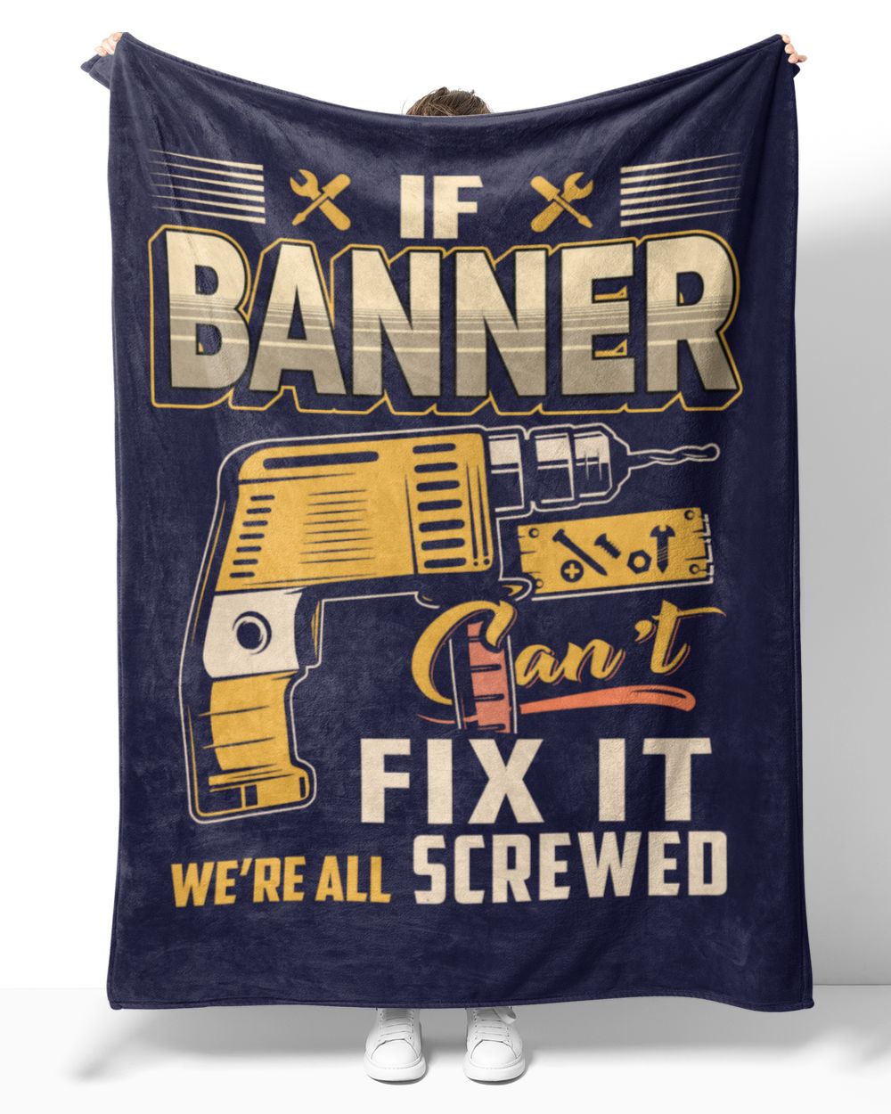 BANNER Cozy Plush Fleece Blanket navy 30x40in