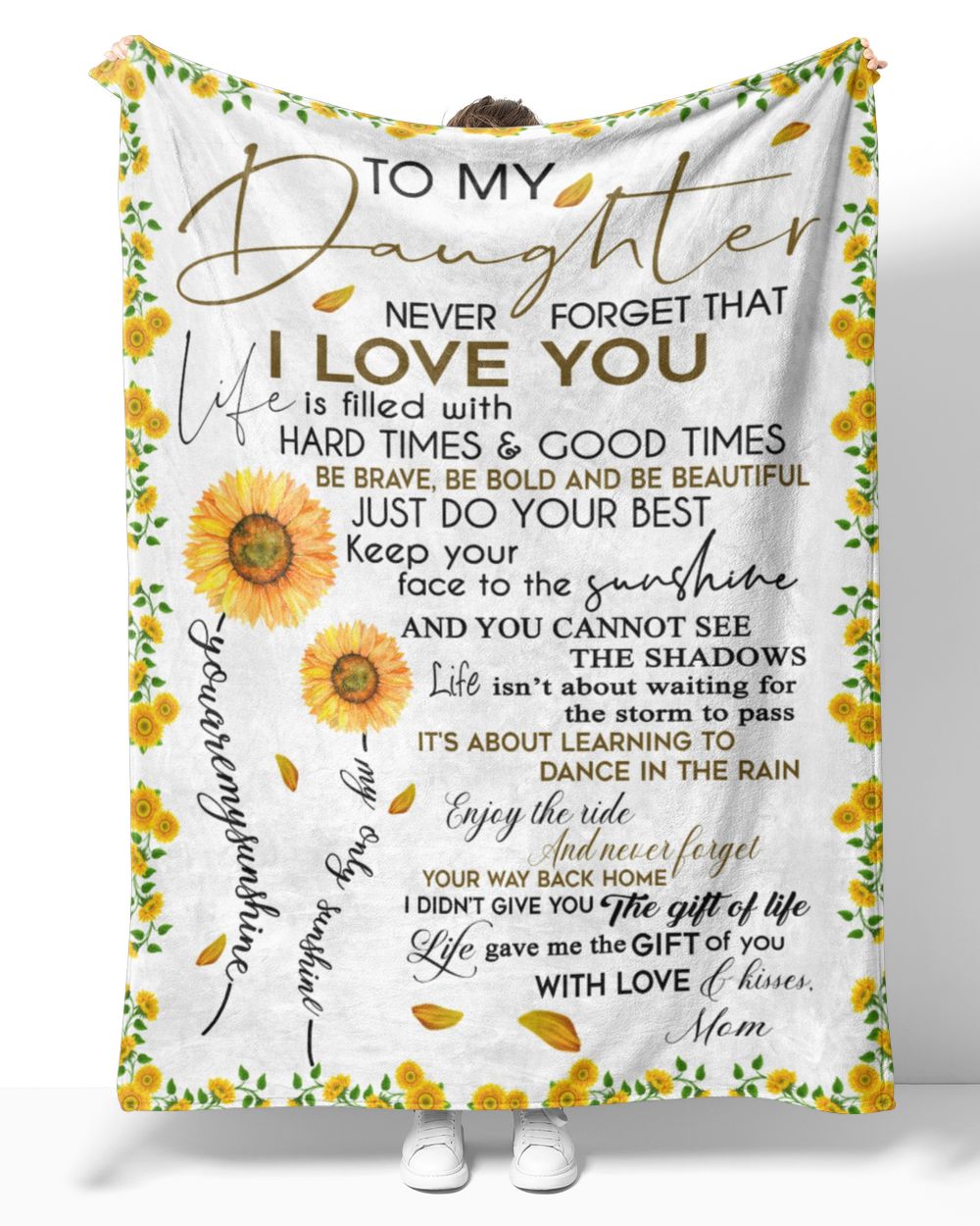 To my daughter, you are my sunshine Cozy Plush Fleece Blanket black 30x40in