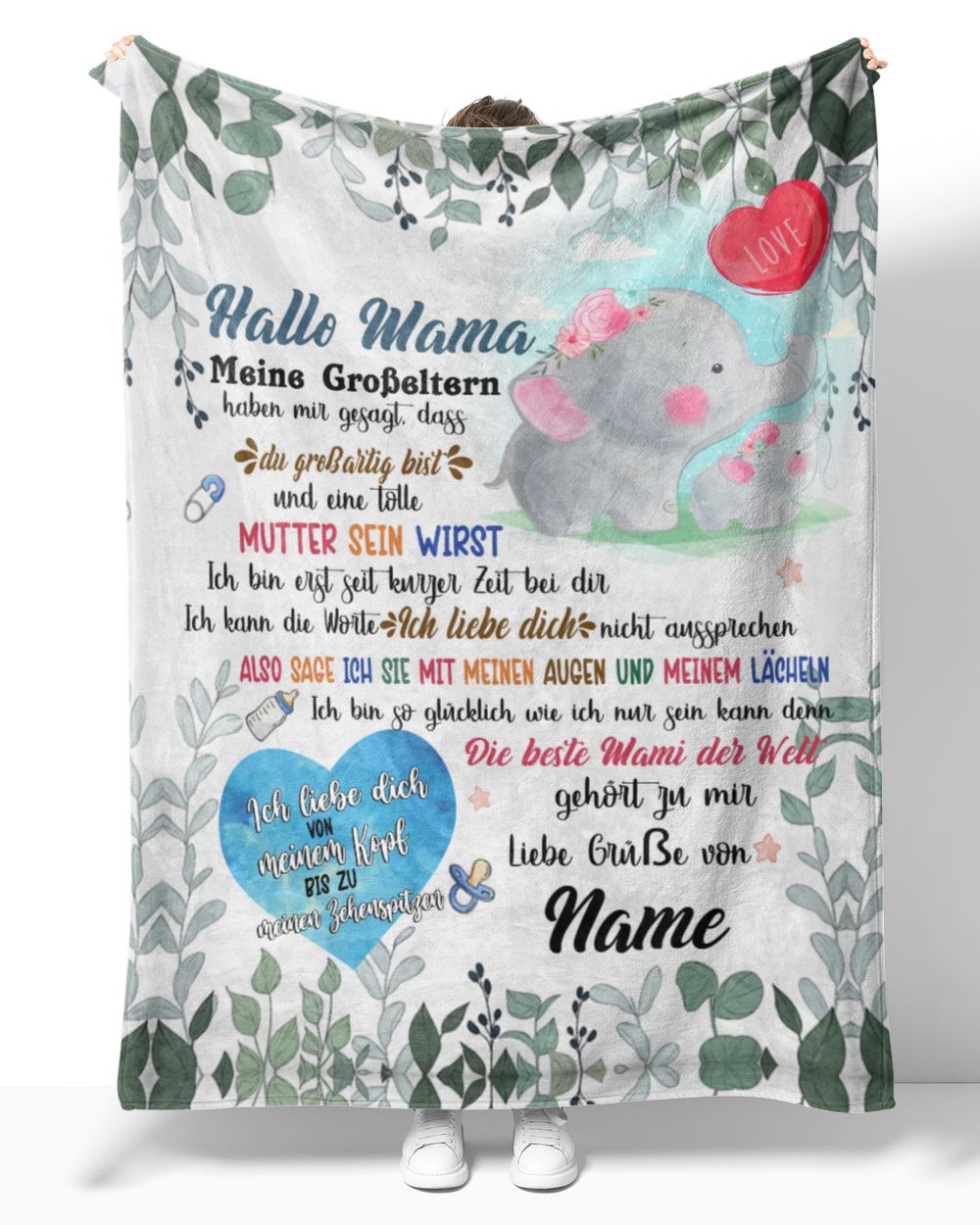Hallo Mama Cozy Plush Fleece Blanket white 30x40in