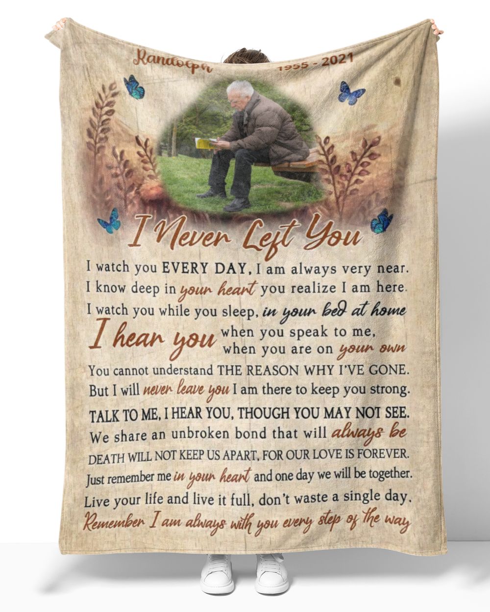 Personalized Custom I Never Left You Memorial Sherpa Fleece Blanket FBL23 Cozy Plush Fleece Blanket white 30x40in