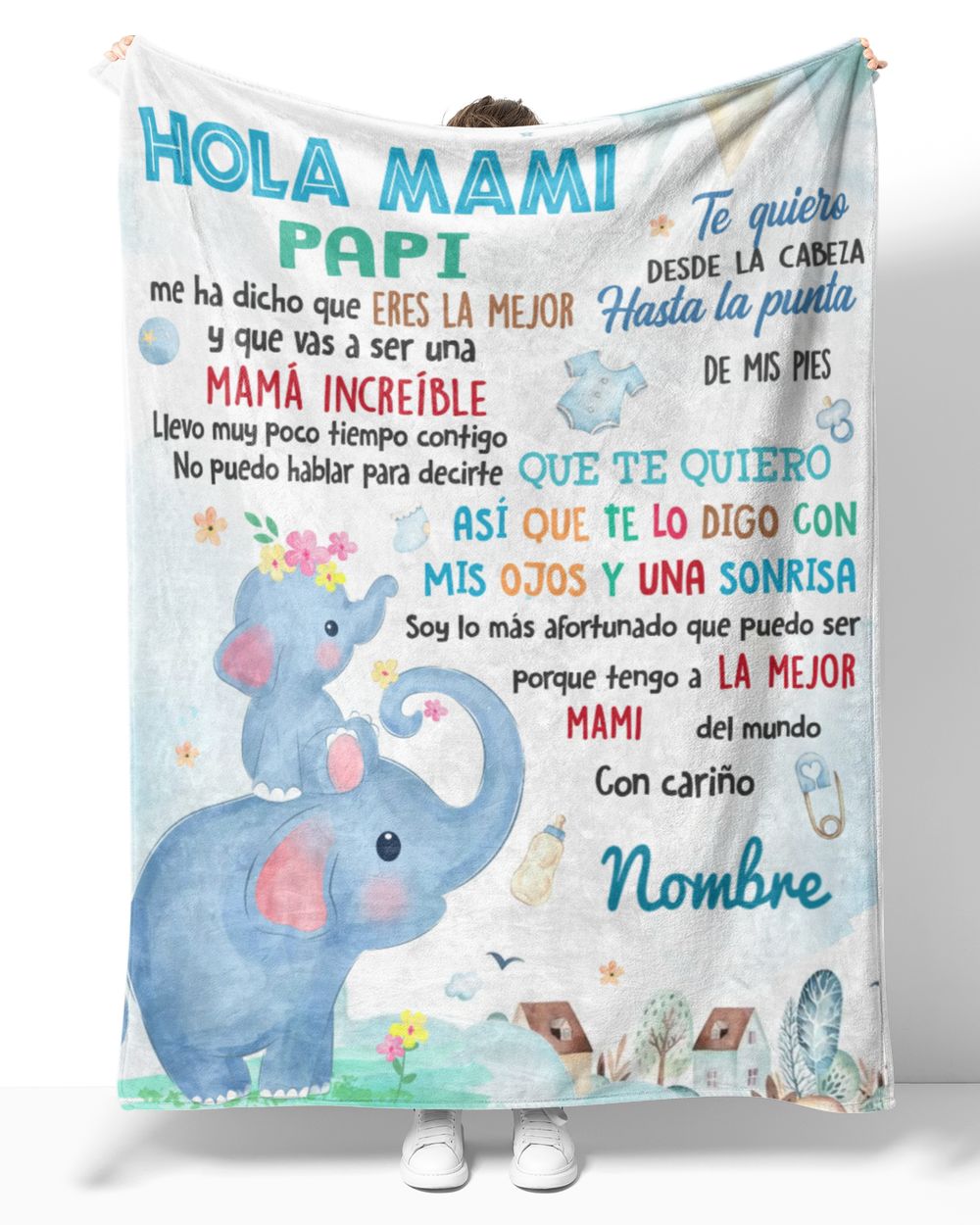 Hola Mami Papi  me ha dicho que eres la mejor y que vas a ser una mamá increíble. Cozy Plush Fleece Blanket white 30x40in
