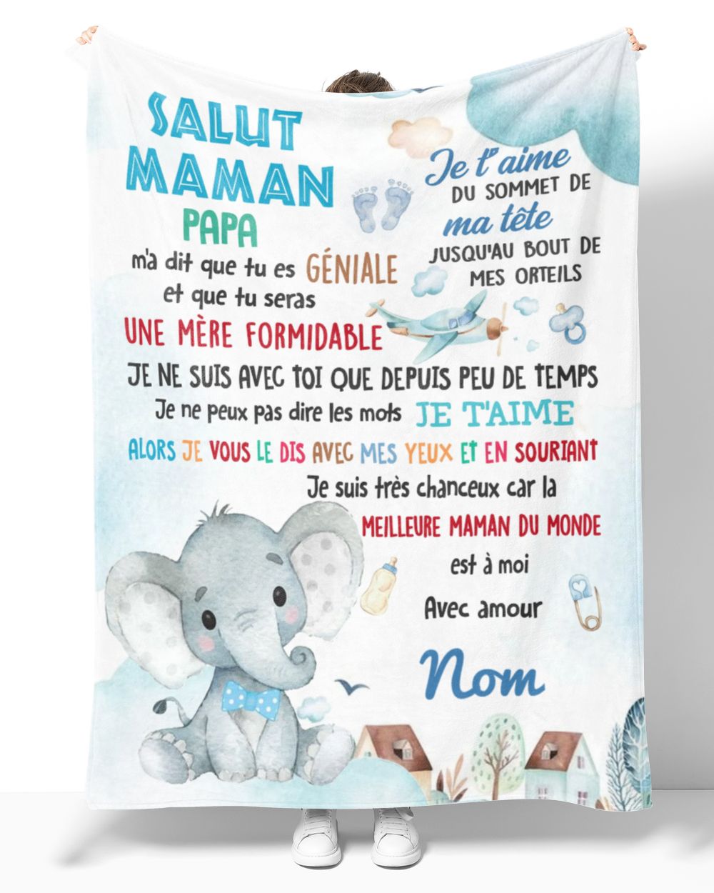 Bonjour maman Cozy Plush Fleece Blanket white 30x40in