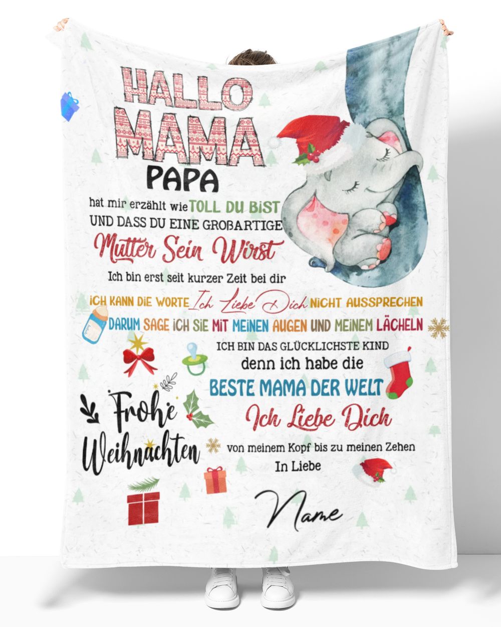 Hallo Mama Cozy Plush Fleece Blanket white 30x40in
