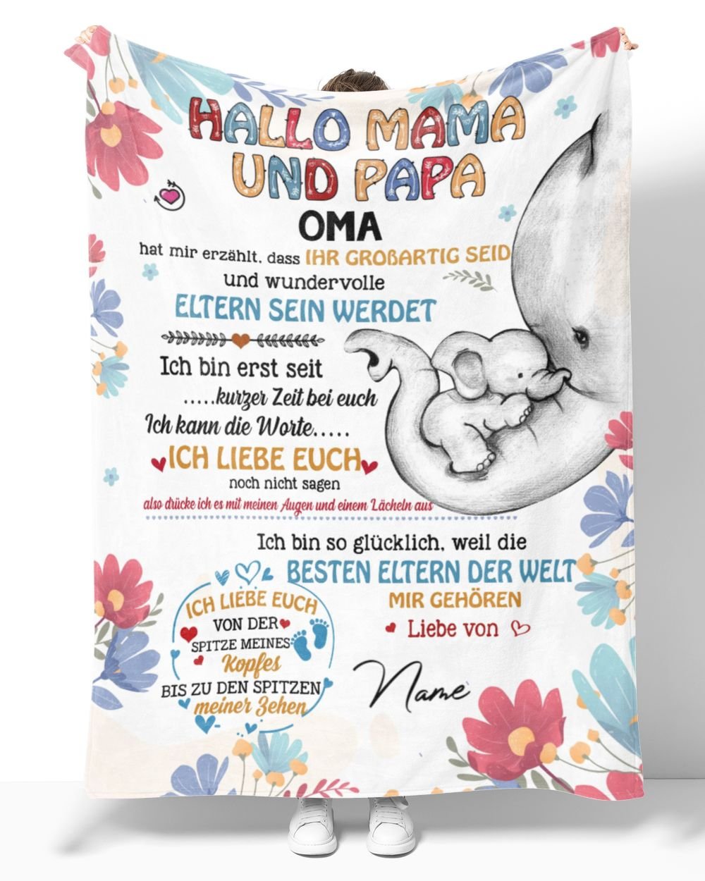 Hallo Mama und Papa Cozy Plush Fleece Blanket white 30x40in