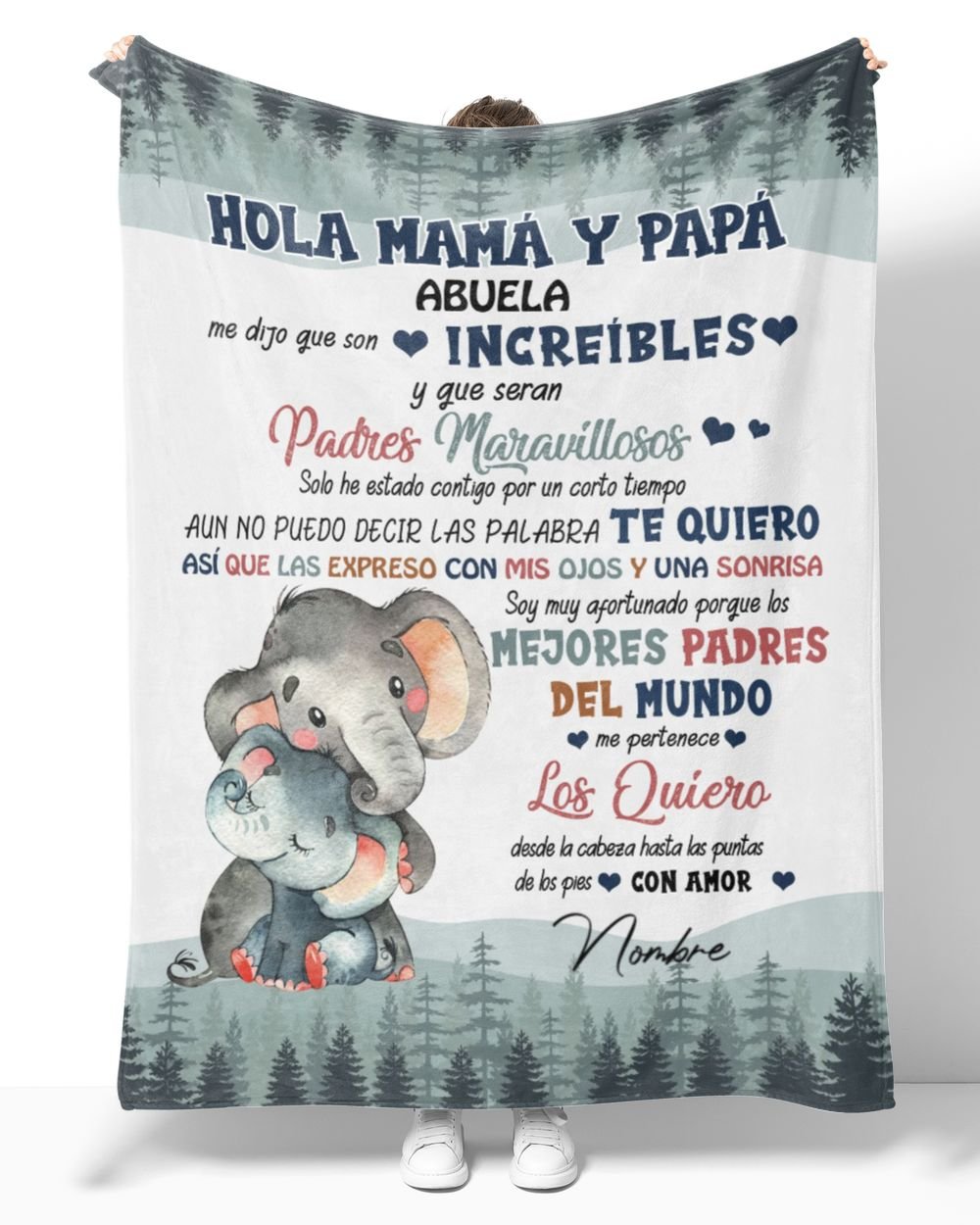 Hola mamá y papá Cozy Plush Fleece Blanket white 30x40in