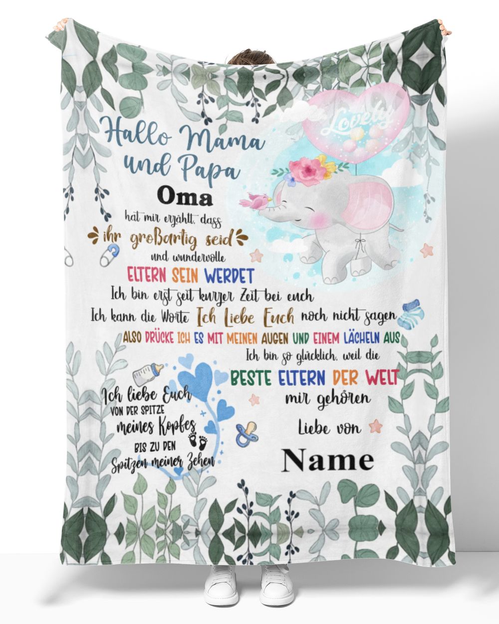 Hallo Mama und Papa Cozy Plush Fleece Blanket white 30x40in