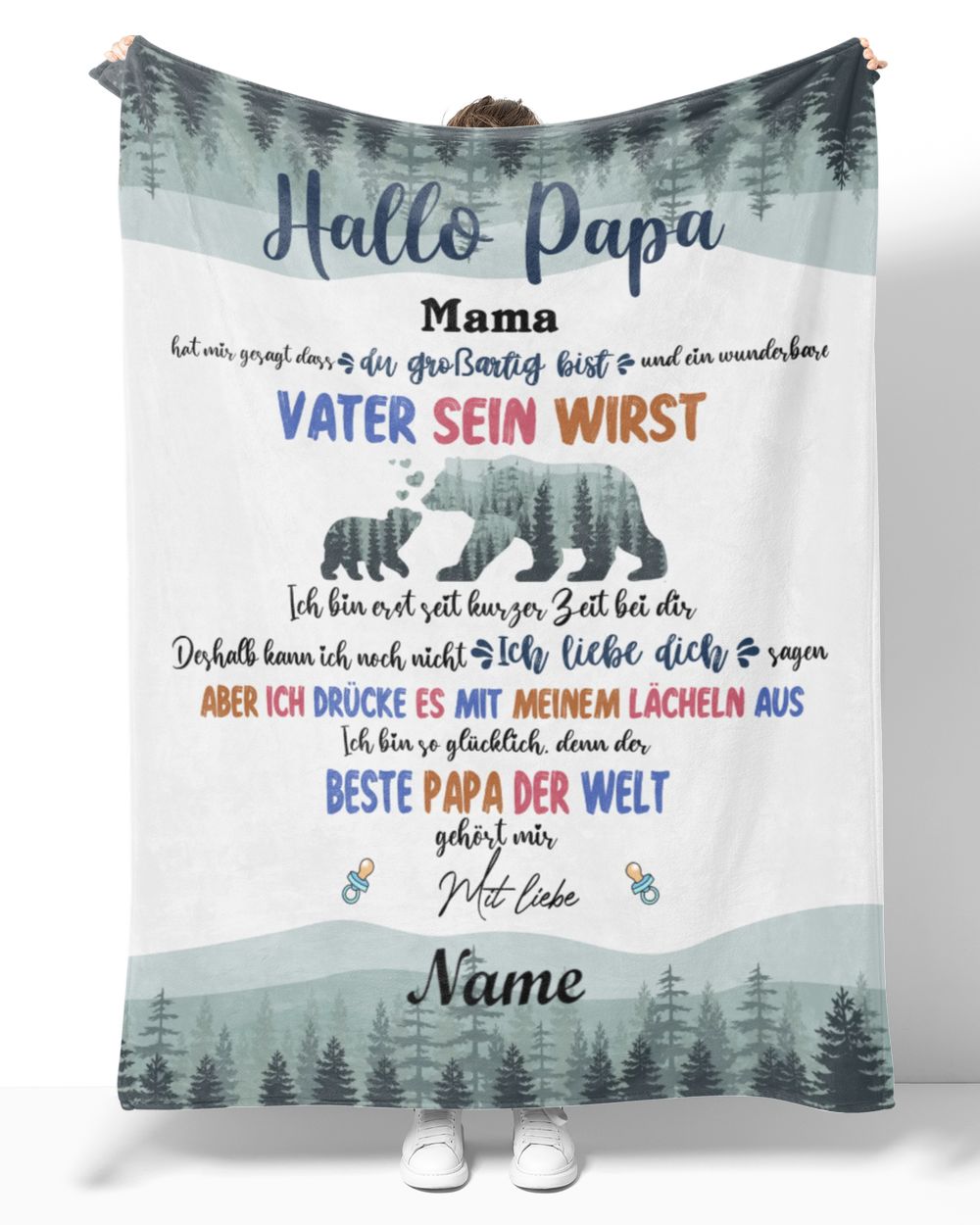 Hallo Papa Cozy Plush Fleece Blanket white 30x40in