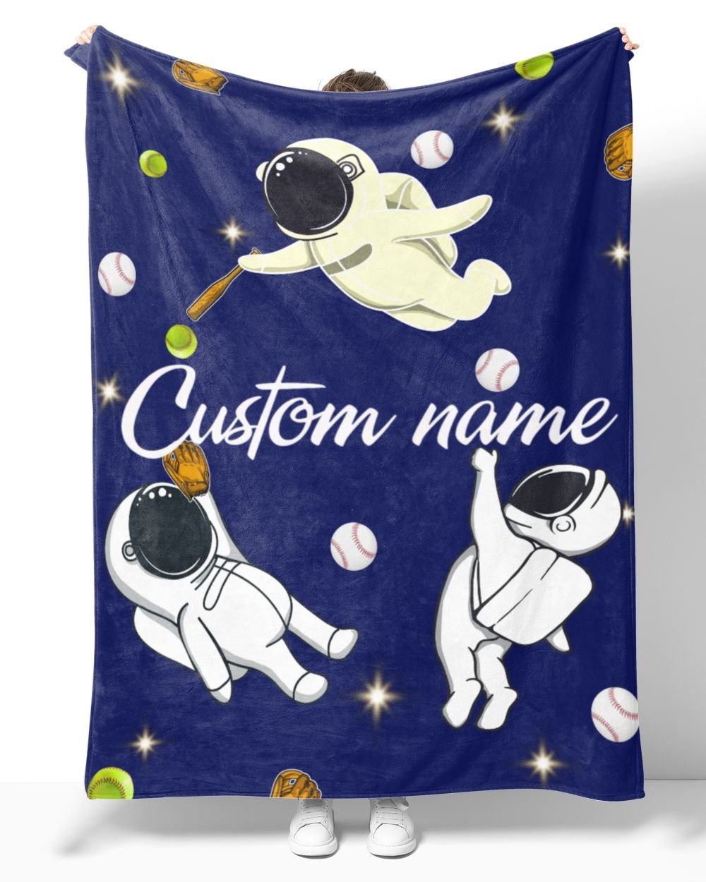 Personalized Blanket- Baby Blanket- Custom Baseball Softball Blanket Cozy Plush Fleece Blanket white 30x40in