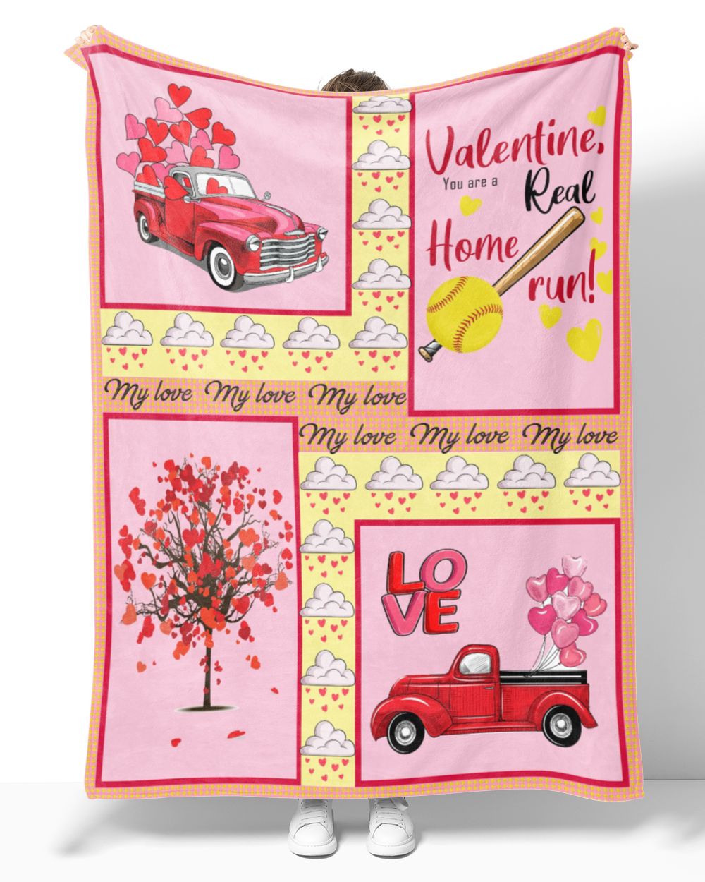 Valentine Blankets- Softball Gifts- Valentine Gifts- Valentine's day Cozy Plush Fleece Blanket white 30x40in