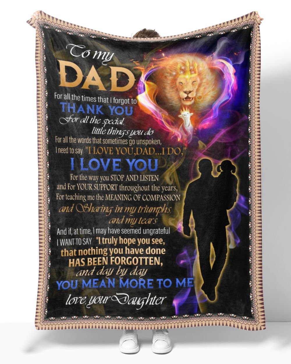Daughter to Dad Cozy Plush Fleece Blanket white 30x40in