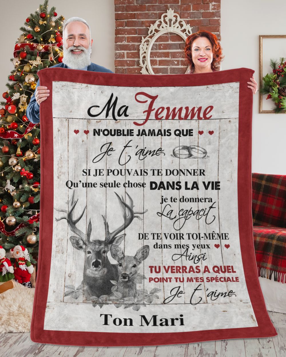 À ma Femme  - Je t'aime Cozy Plush Fleece Blanket white 30x40in